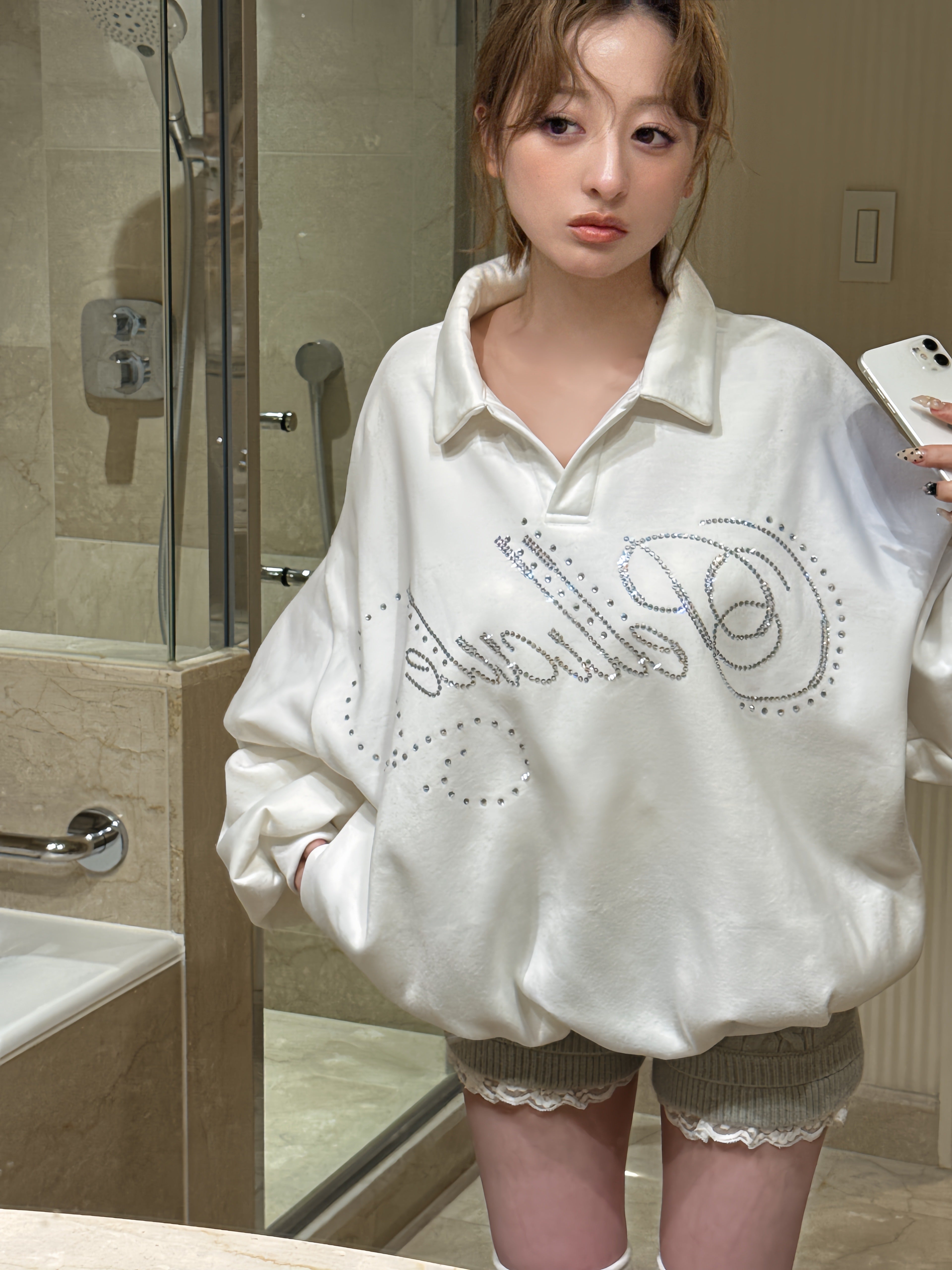 lettering sweat tops