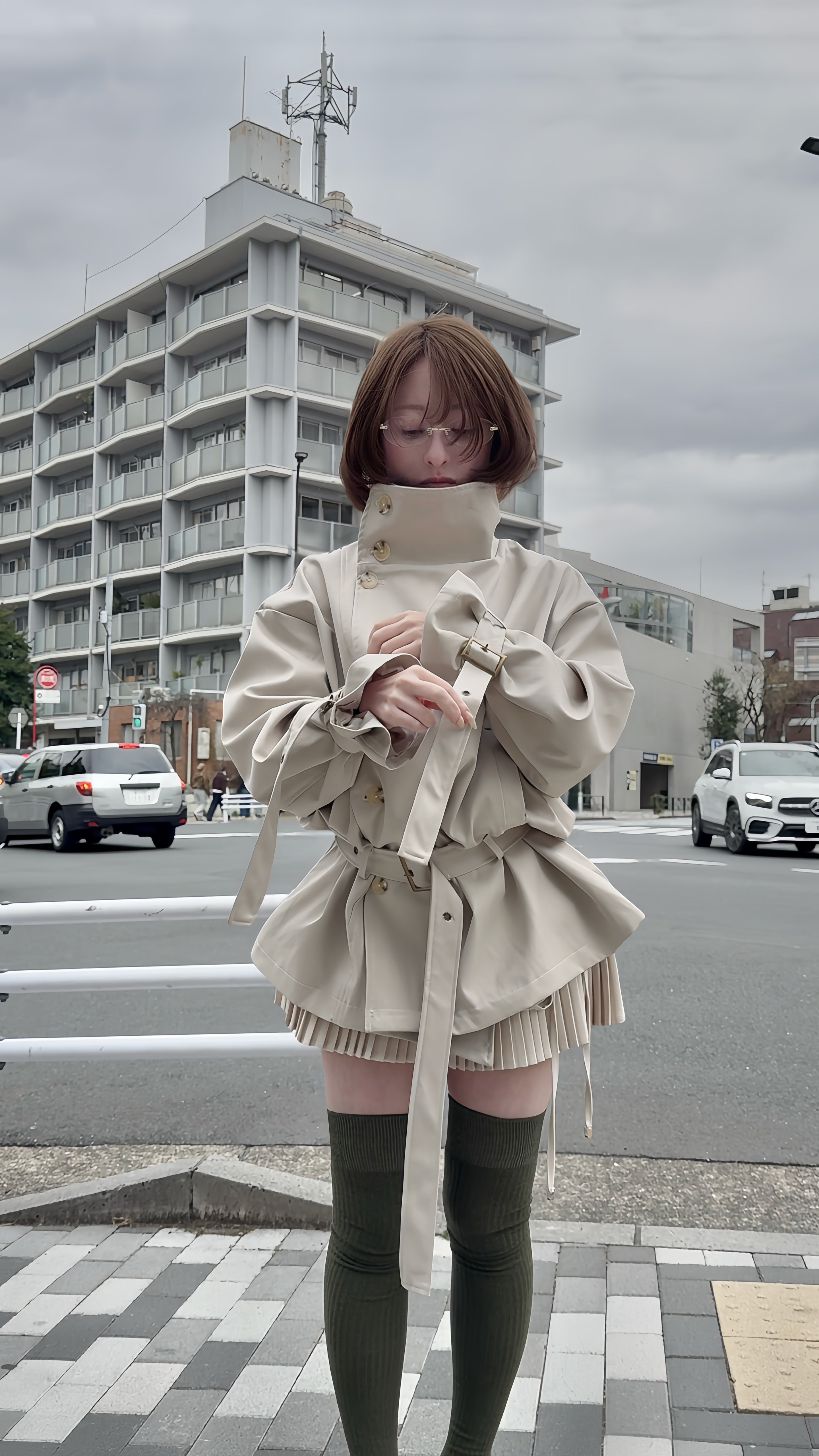 stand collar trench coat