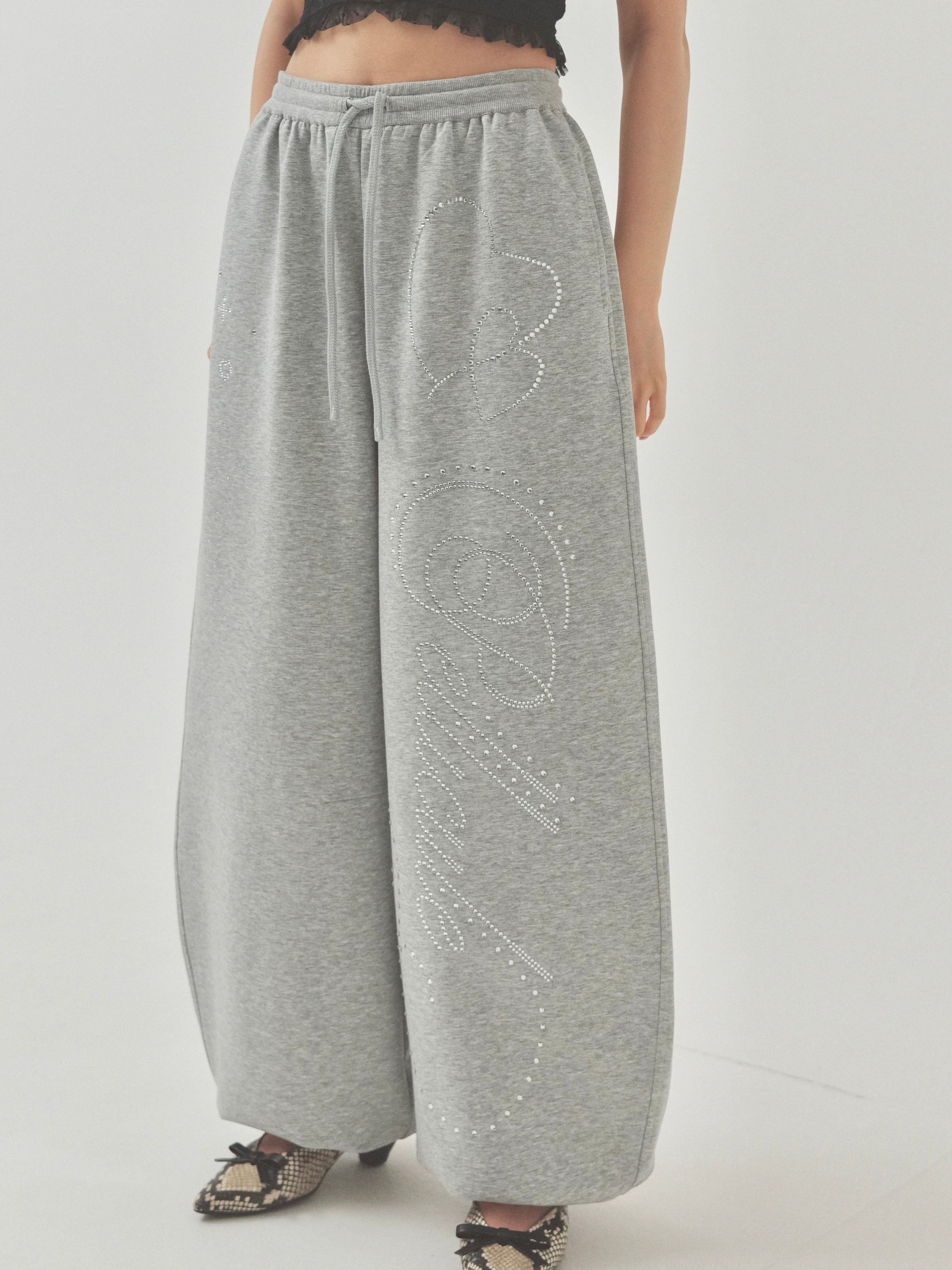 PELLICULE stone-deco sweat pants ペリキュール stone-deco sweat pants｜PELLICULE | ぺリキュール