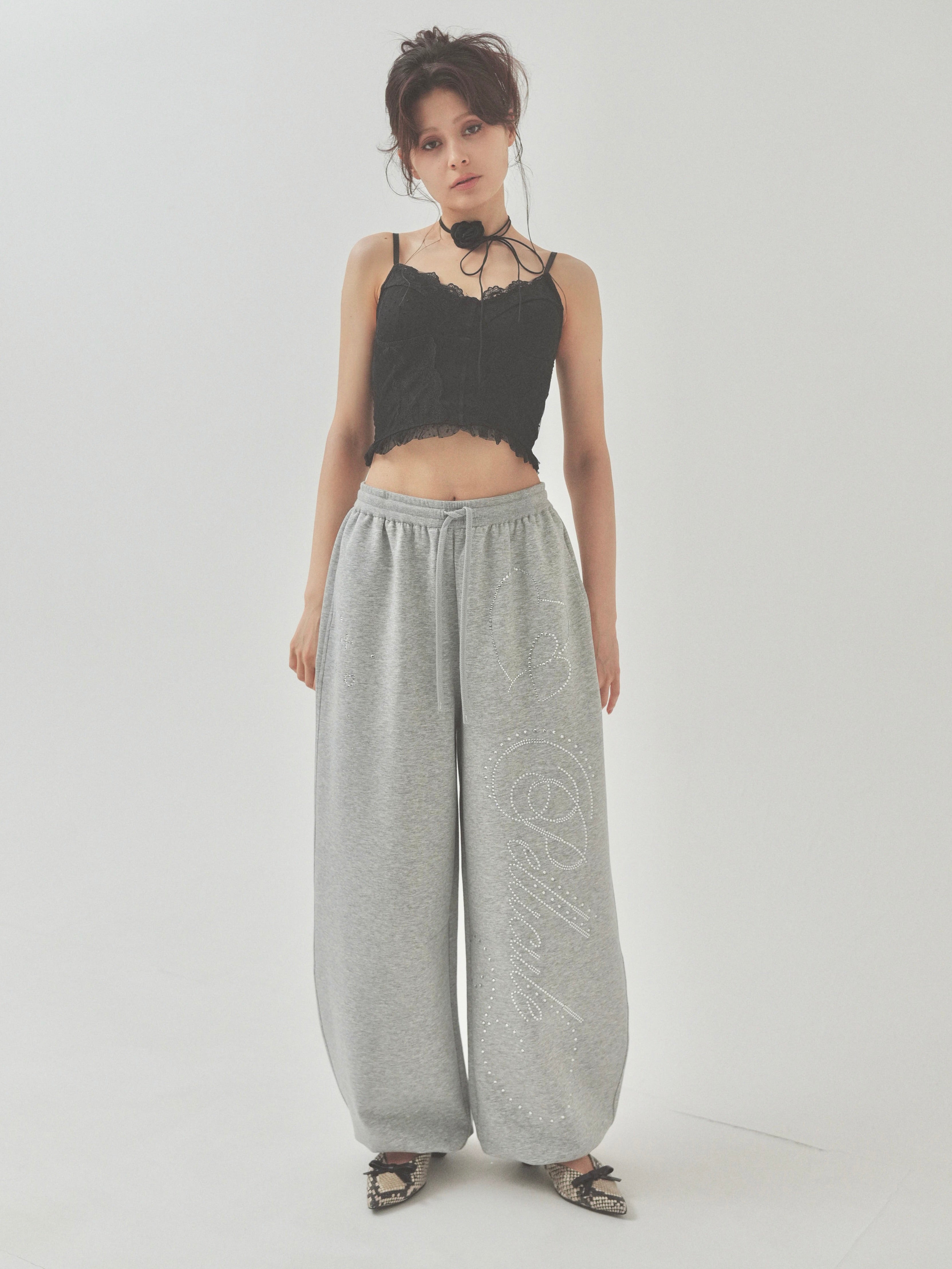 PELLICULE stone-deco sweat pants ペリキュール stone-deco sweat pants｜PELLICULE | ぺリキュール