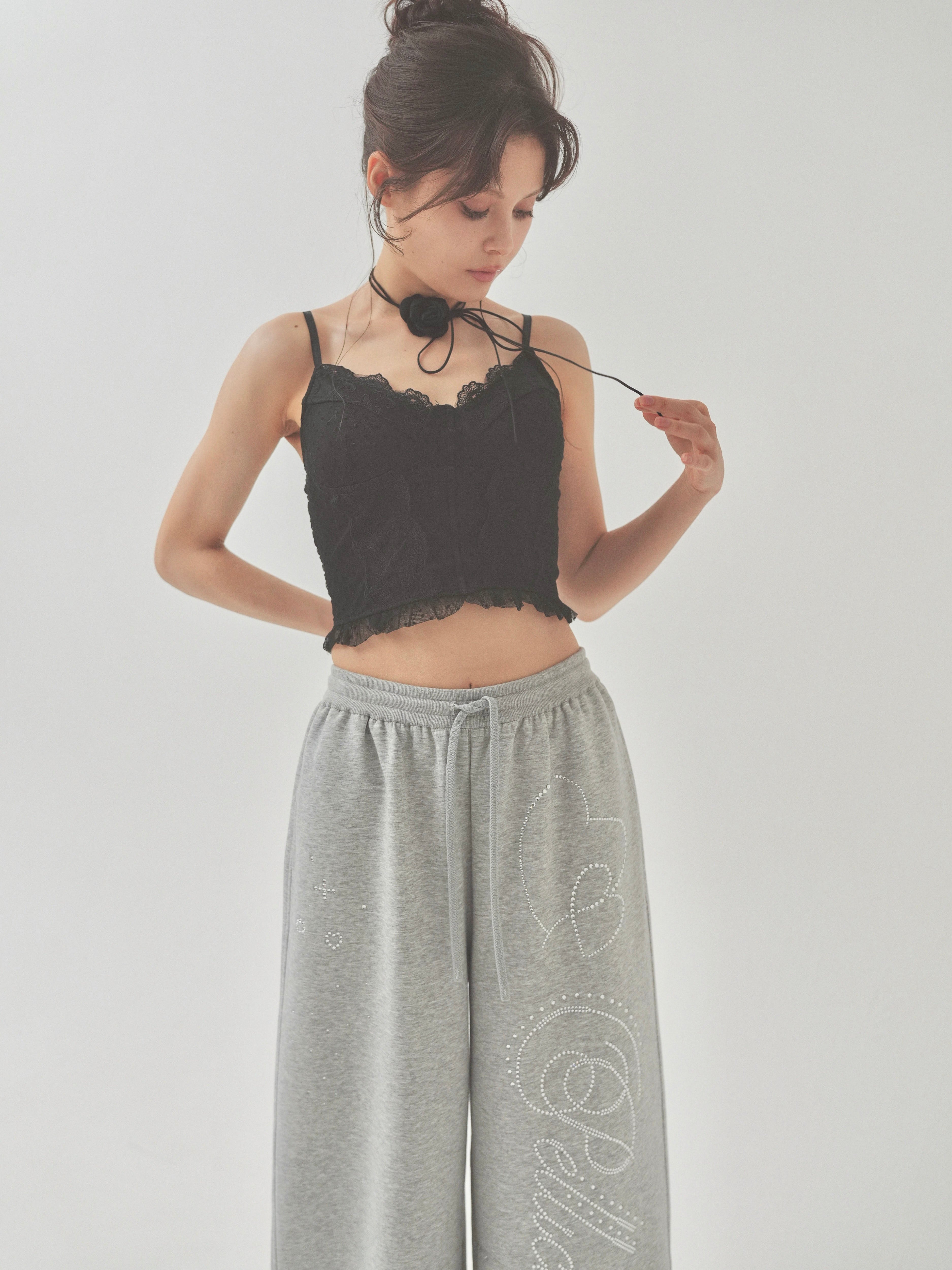 dot lace corset camisole