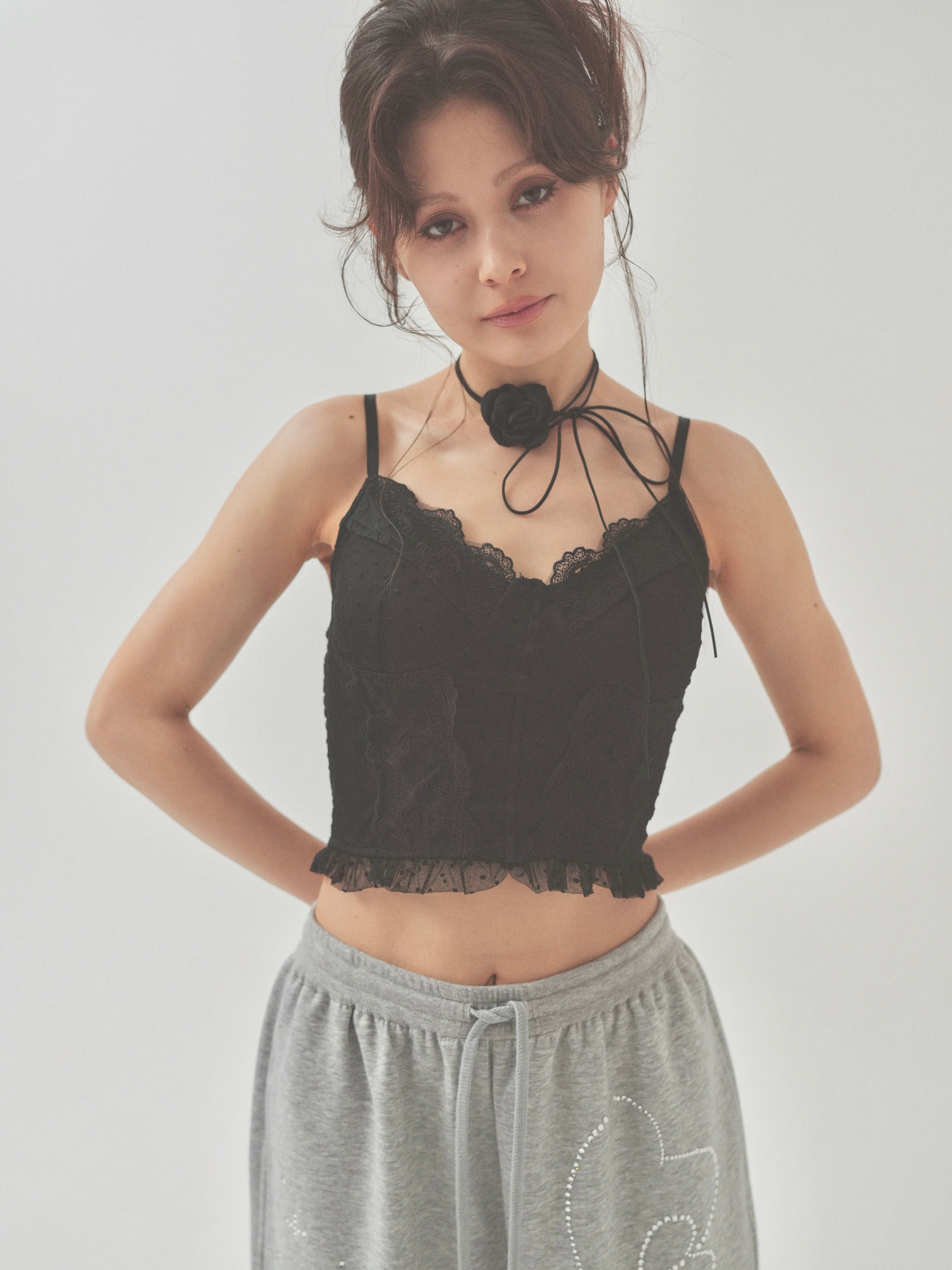 dot lace corset camisole