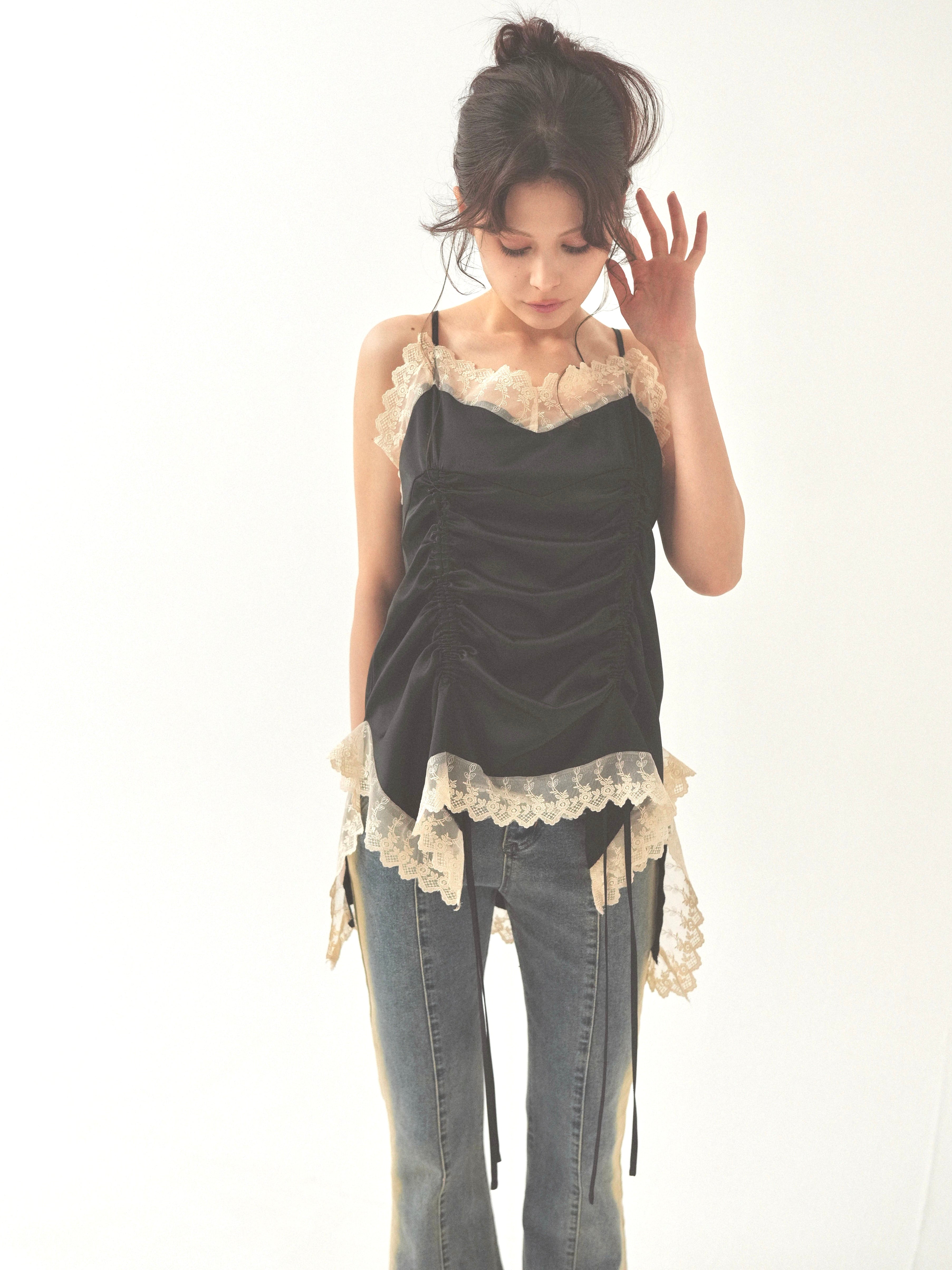 satin gather mini op キャミ satin gather mini op｜PELLICULE | ぺリキュール