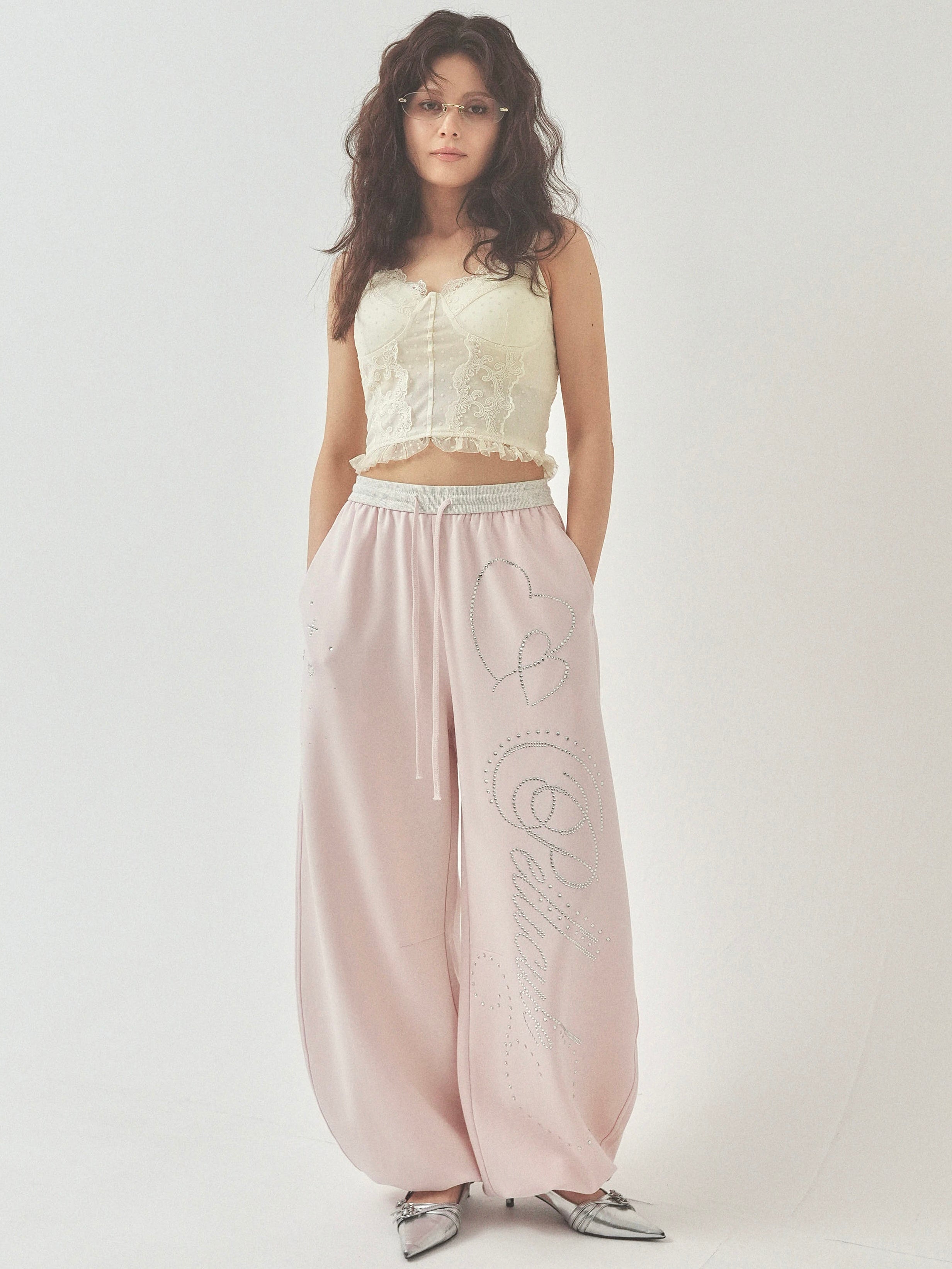 stone-deco sweat pants