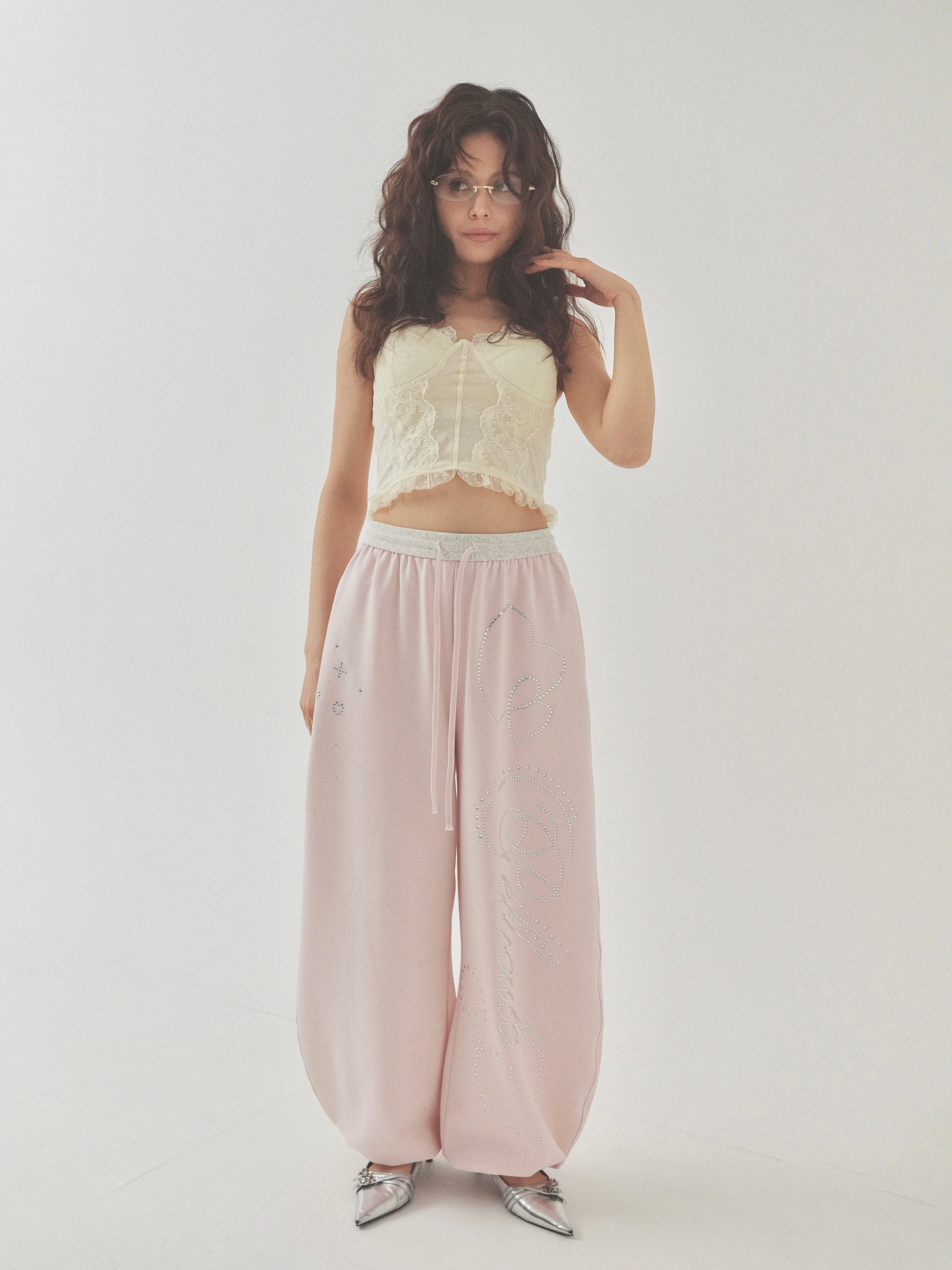 dot lace corset camisole