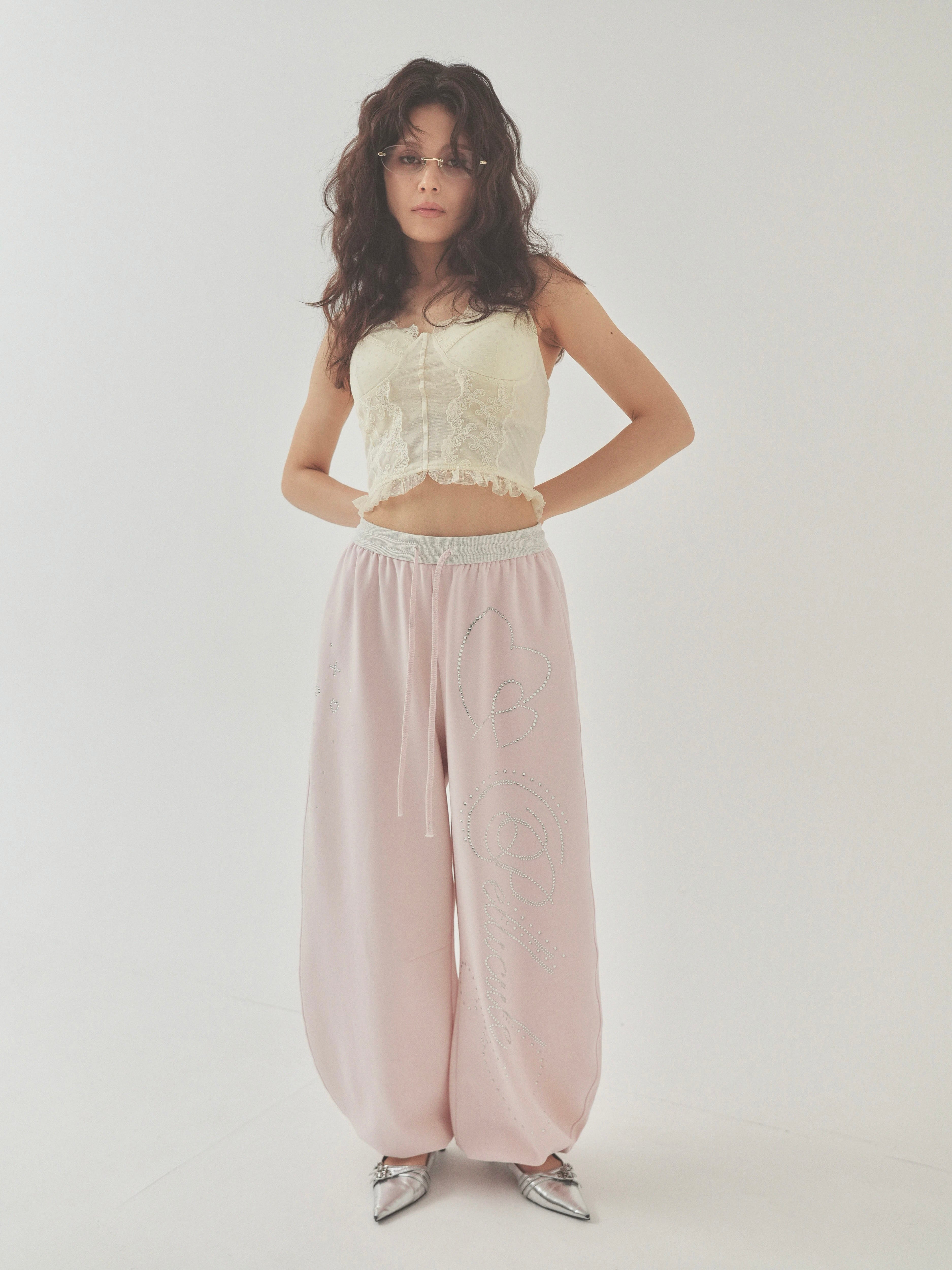 dot lace corset camisole