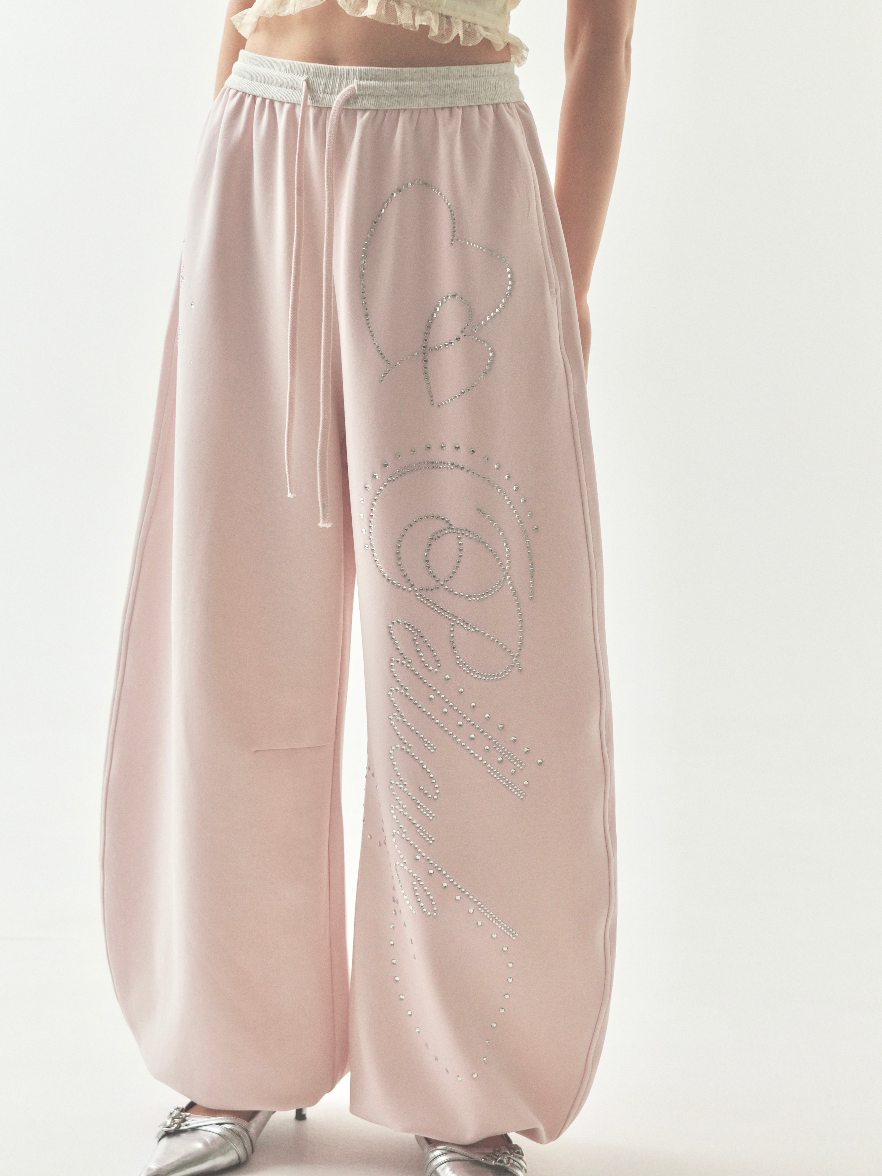 stone-deco sweat pants｜PELLICULE | ぺリキュール