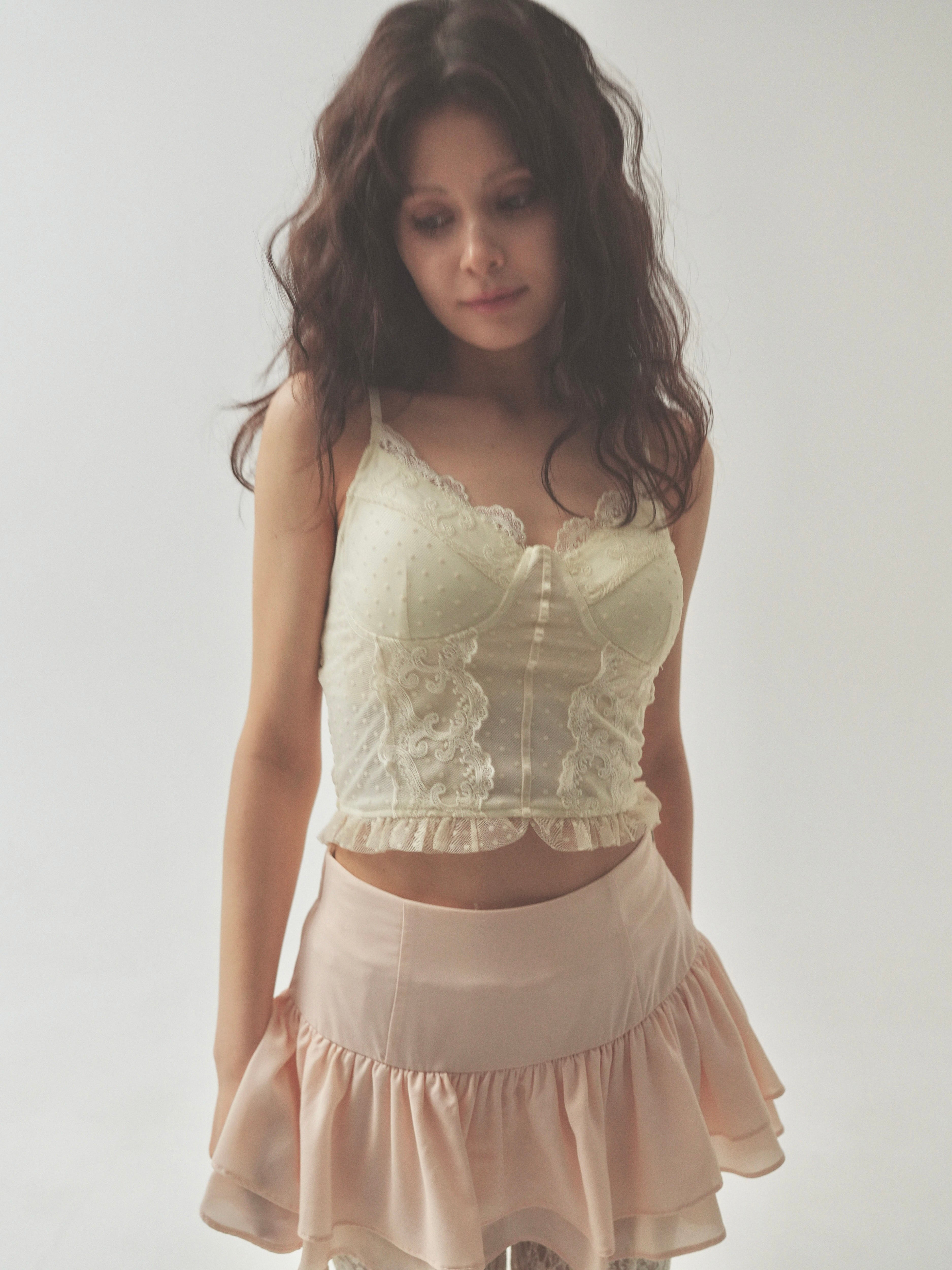 dot lace corset camisole