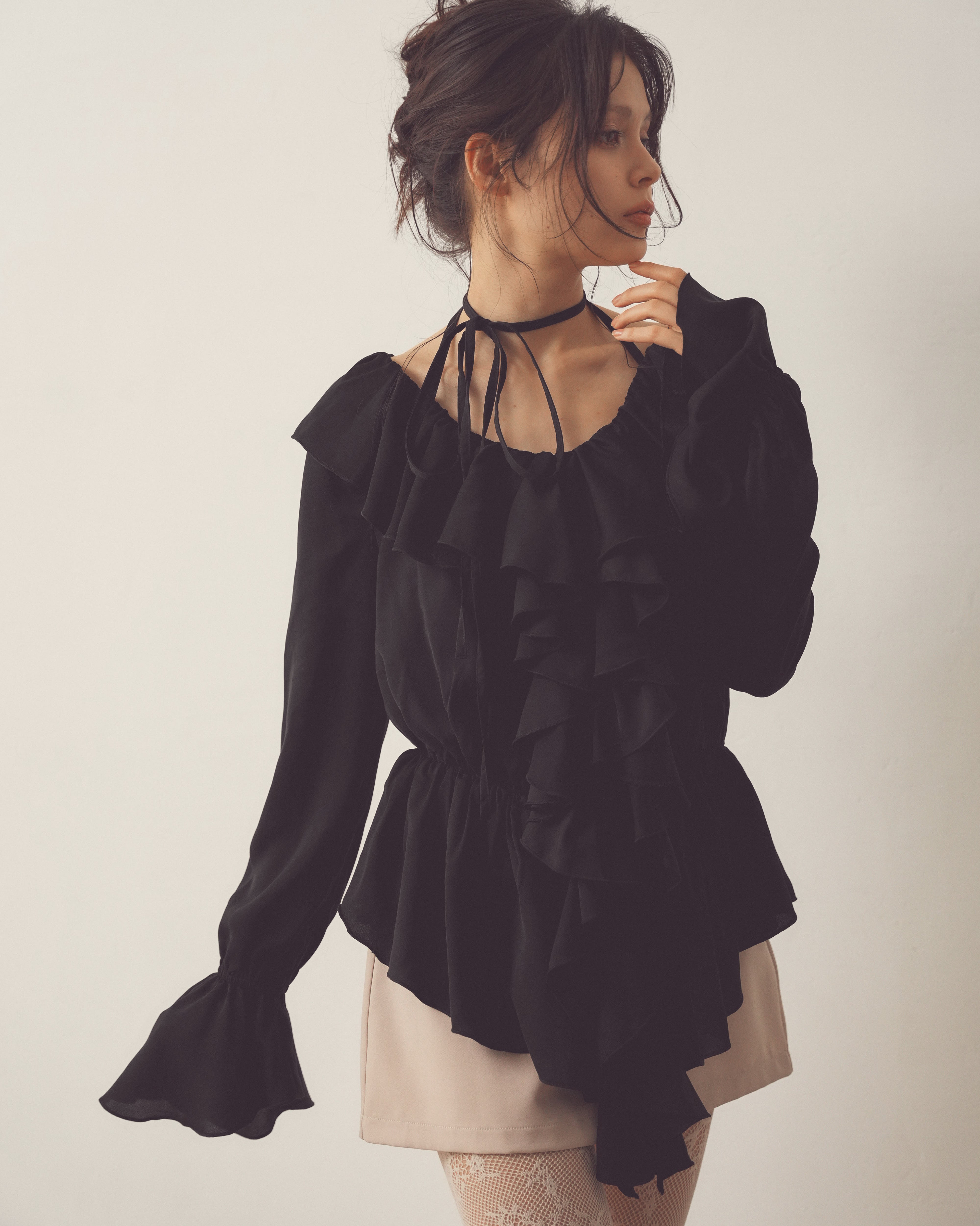 ruffle tail blouse