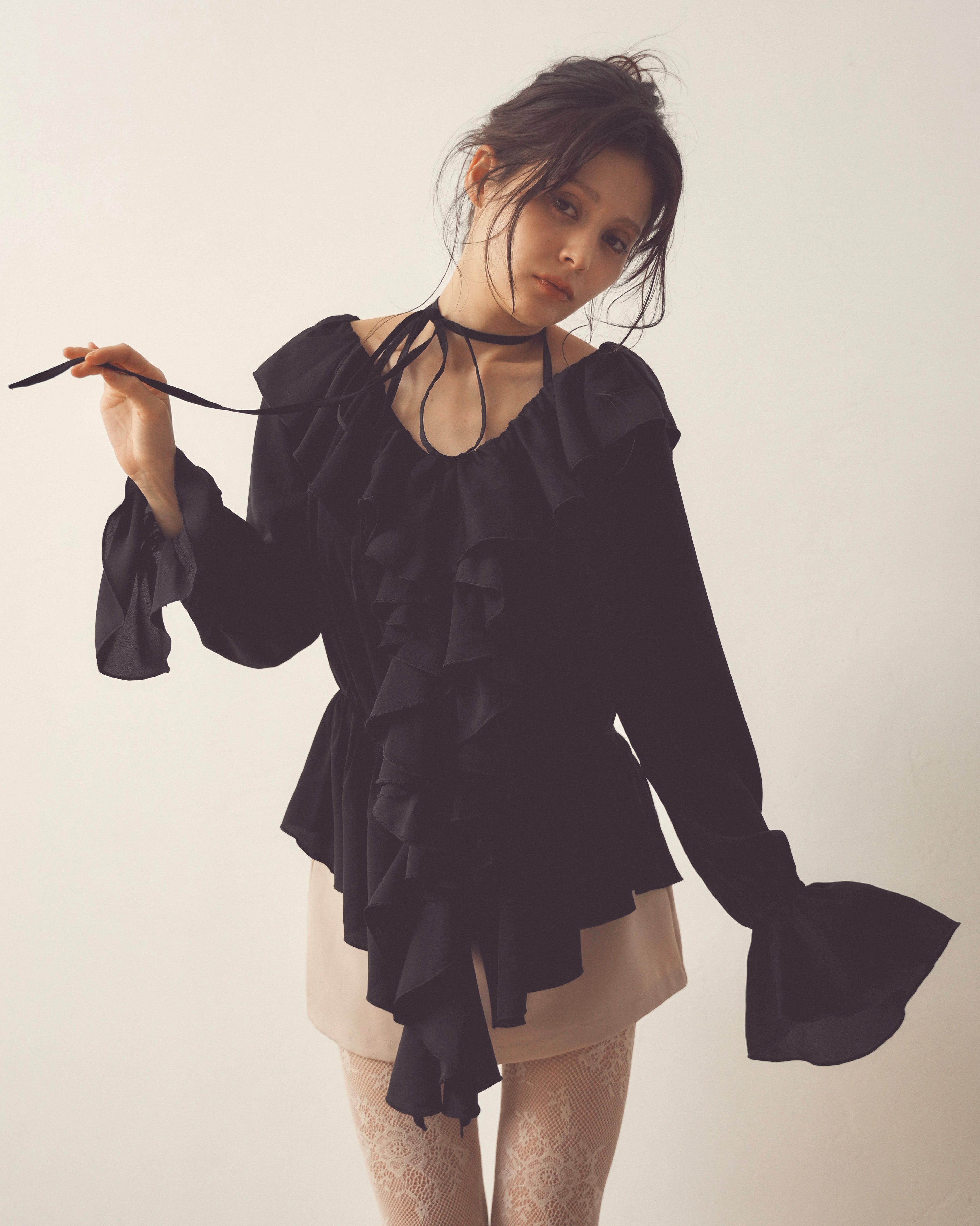 ruffle tail blouse