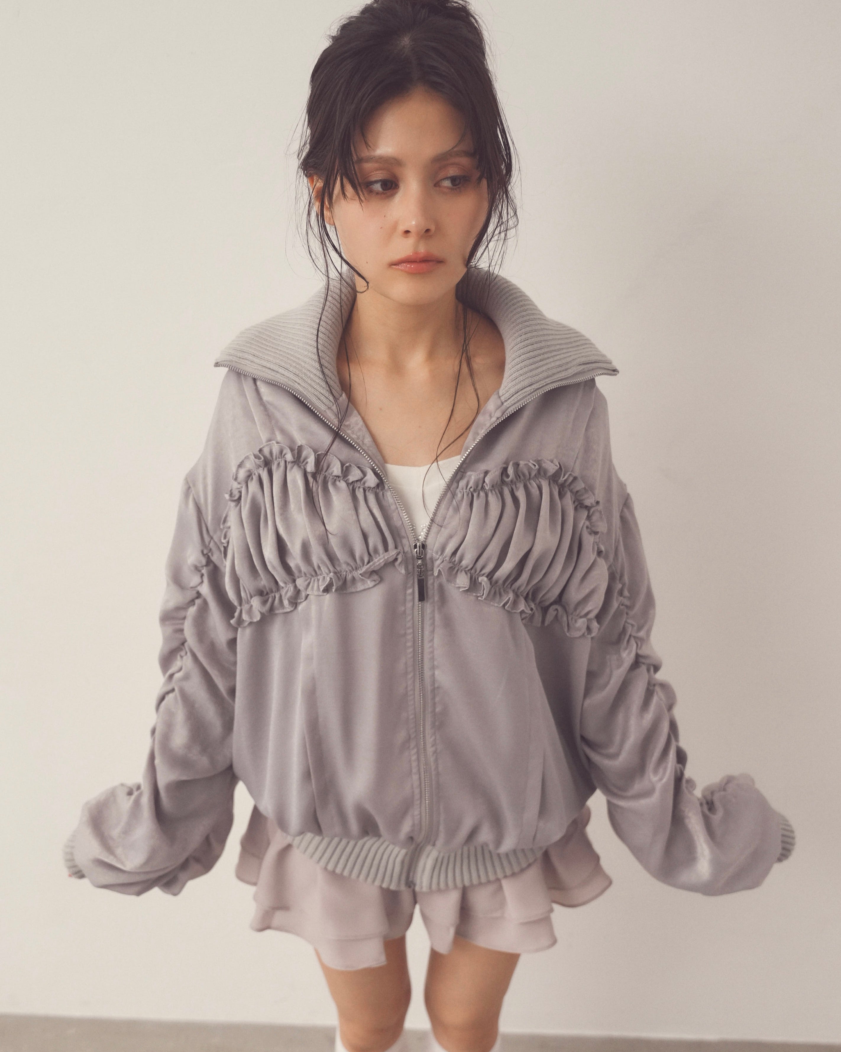 ribbon gather lib blouson