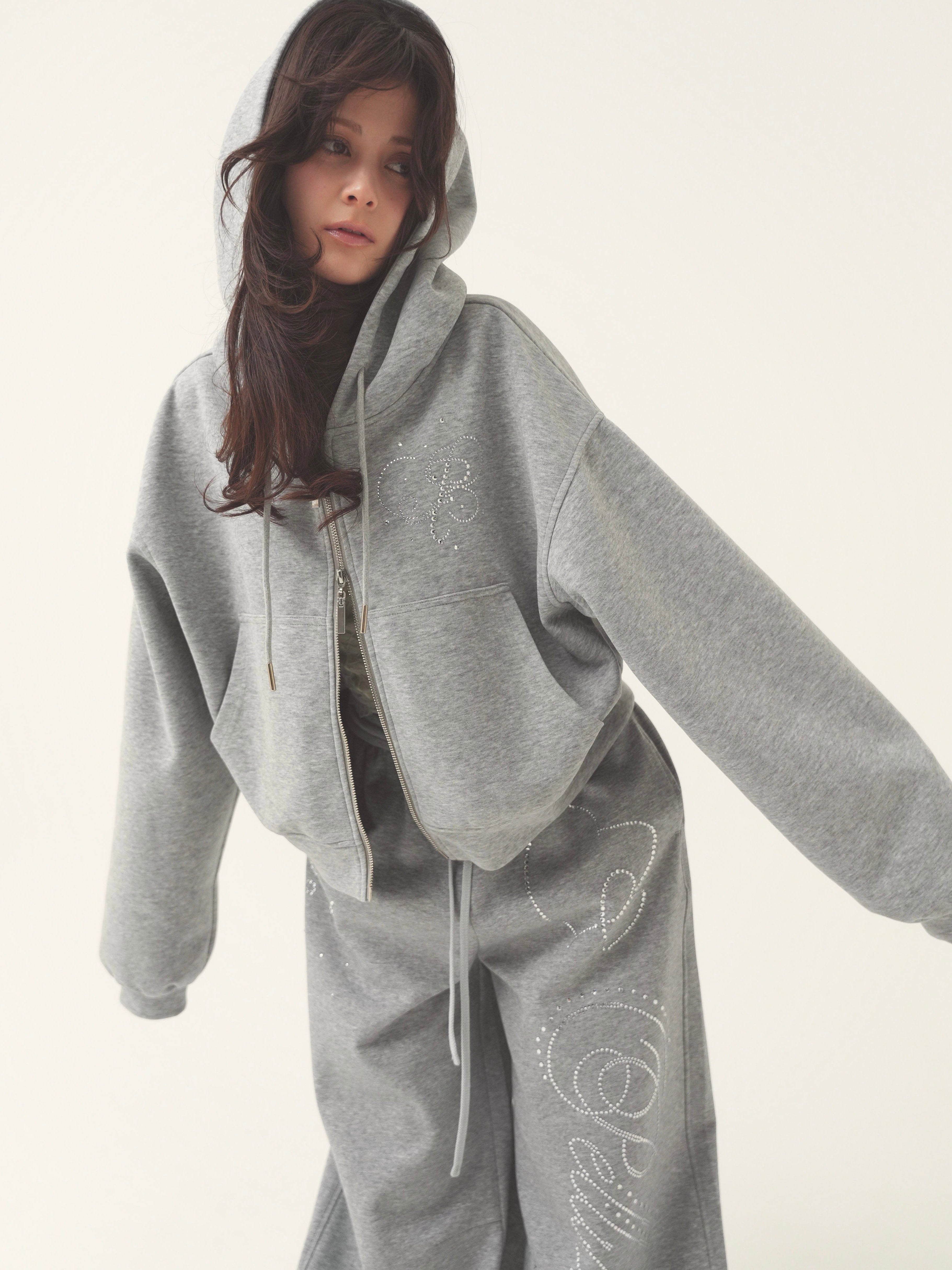 stone-deco sweat pants｜PELLICULE | ぺリキュール
