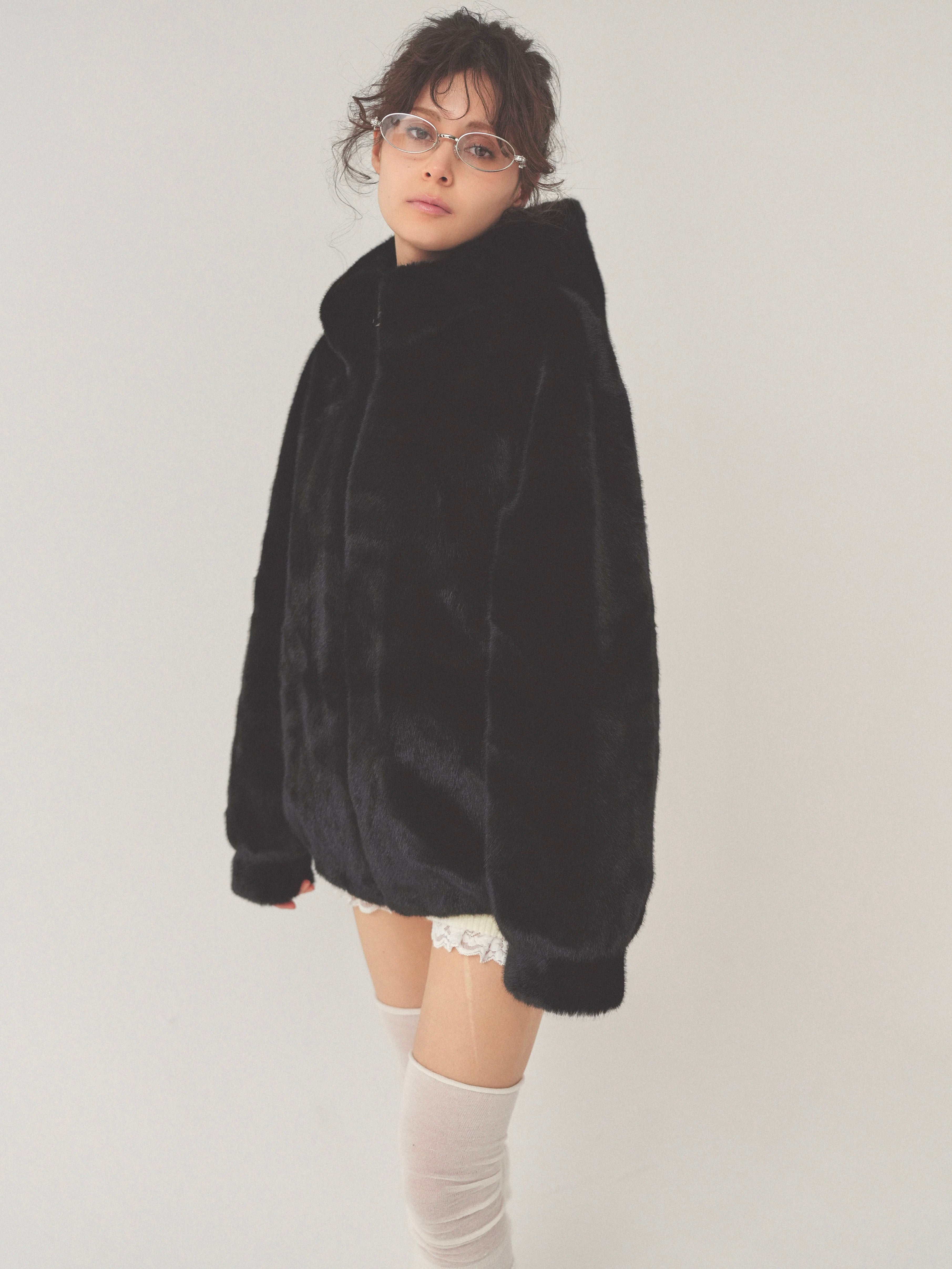 PELLICULE plump fur zip coat 黒　ペリキュール PELLICULE ペリキュール plump fur zip coat - メルカリ