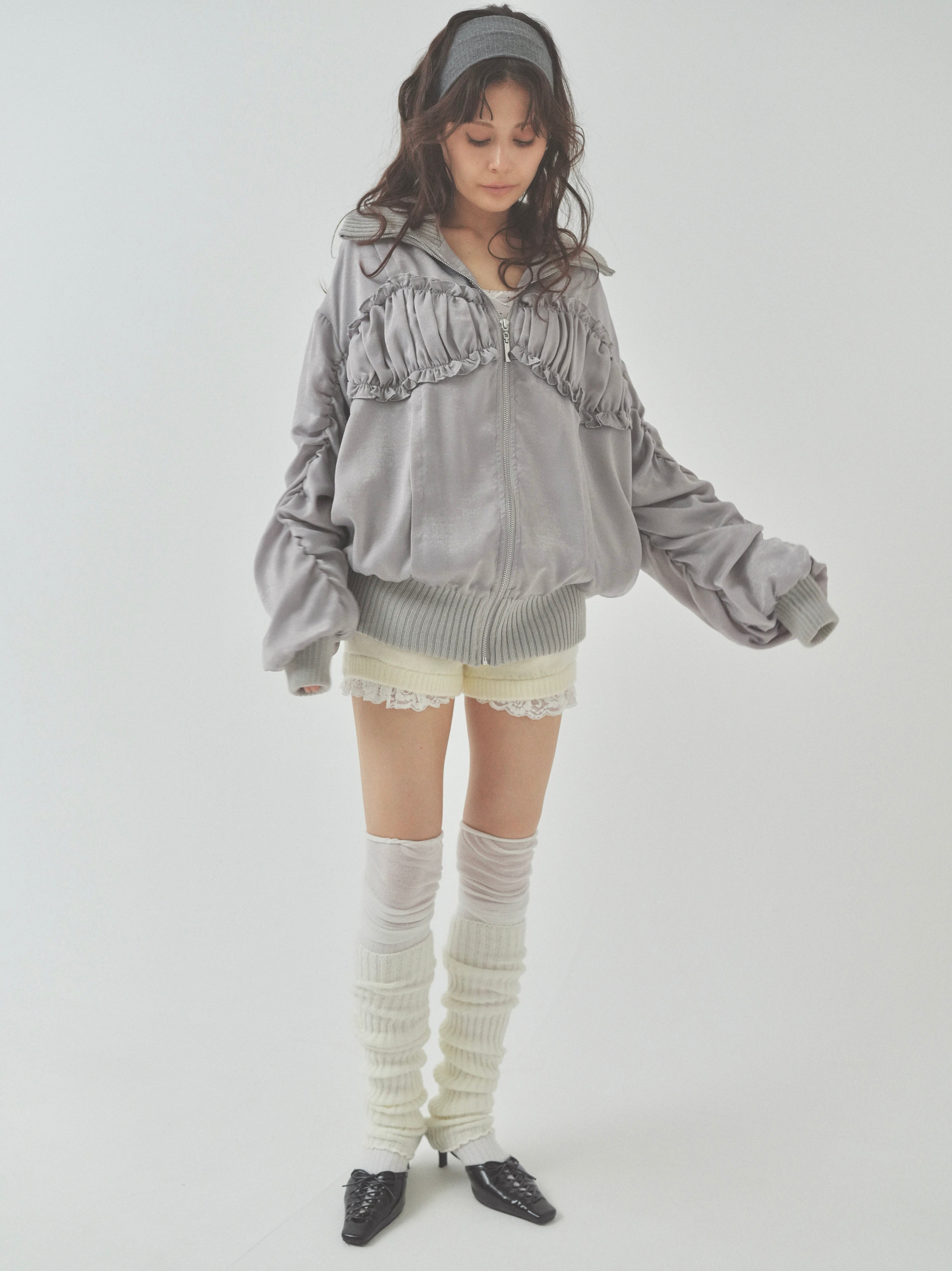 PELLICULE ribbon gather lib blouson グレー ribbon gather lib blouson｜PELLICULE | ぺリキュール