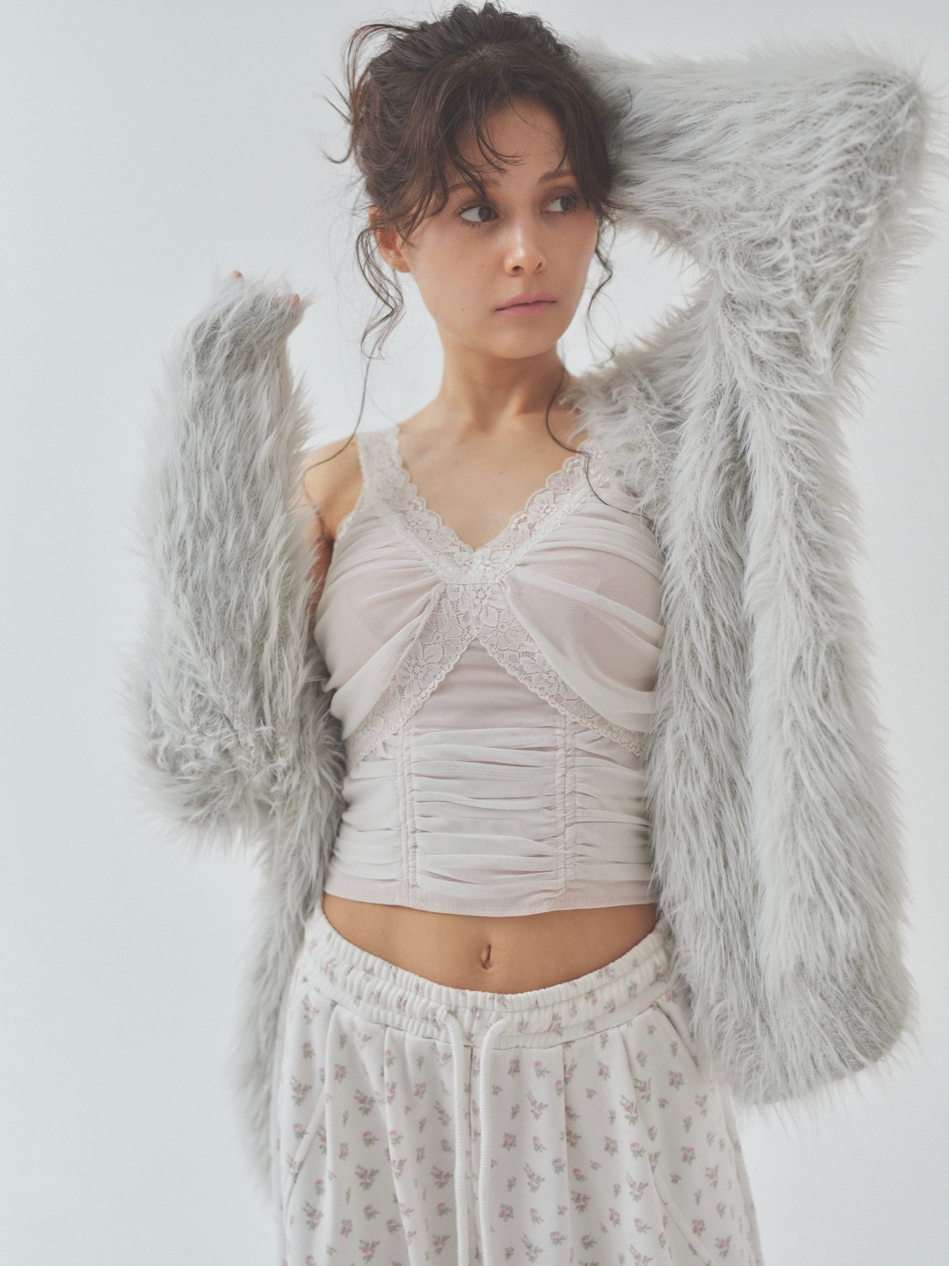 cat fur pail cardigan