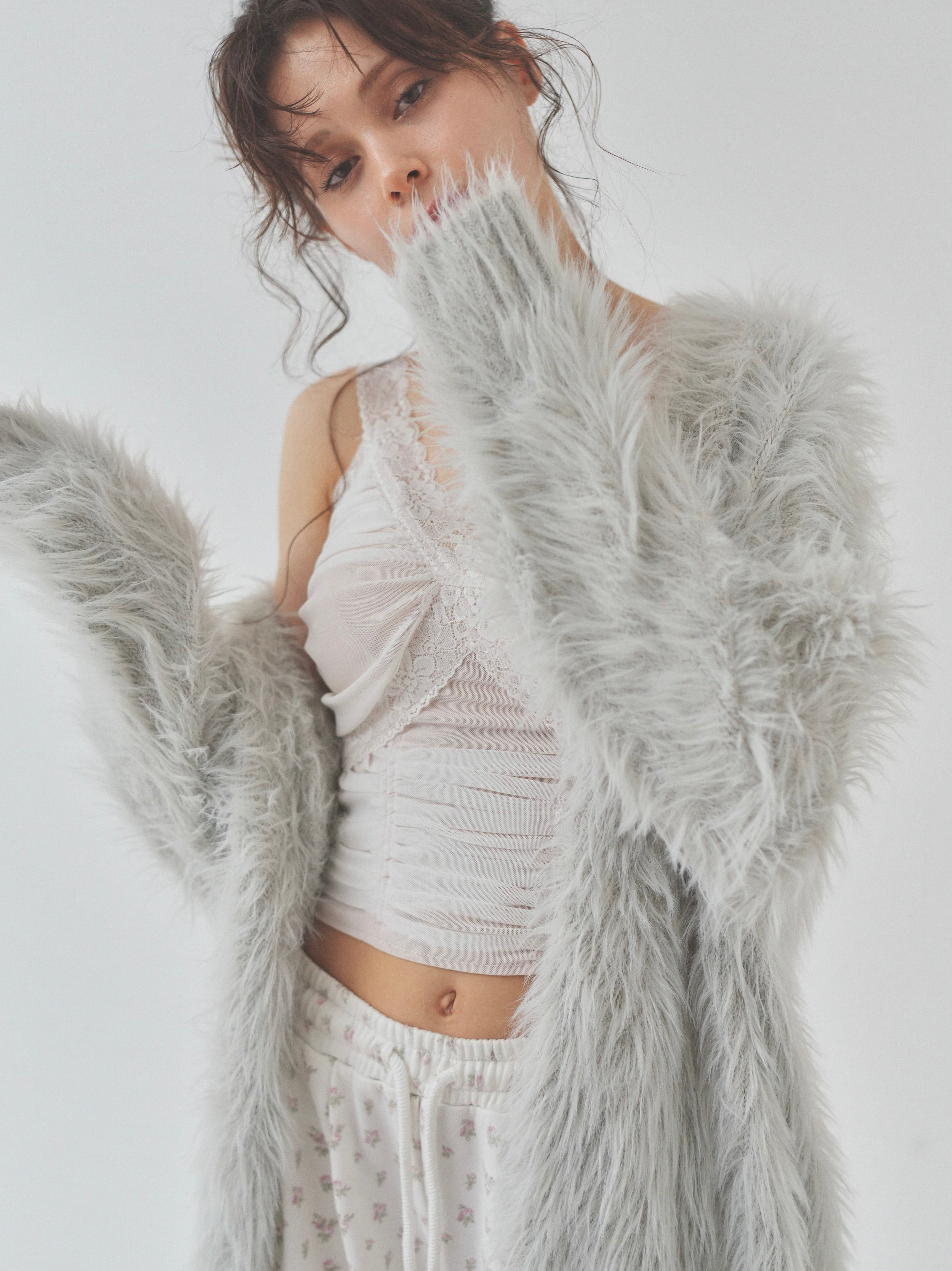 cat fur pail cardigan