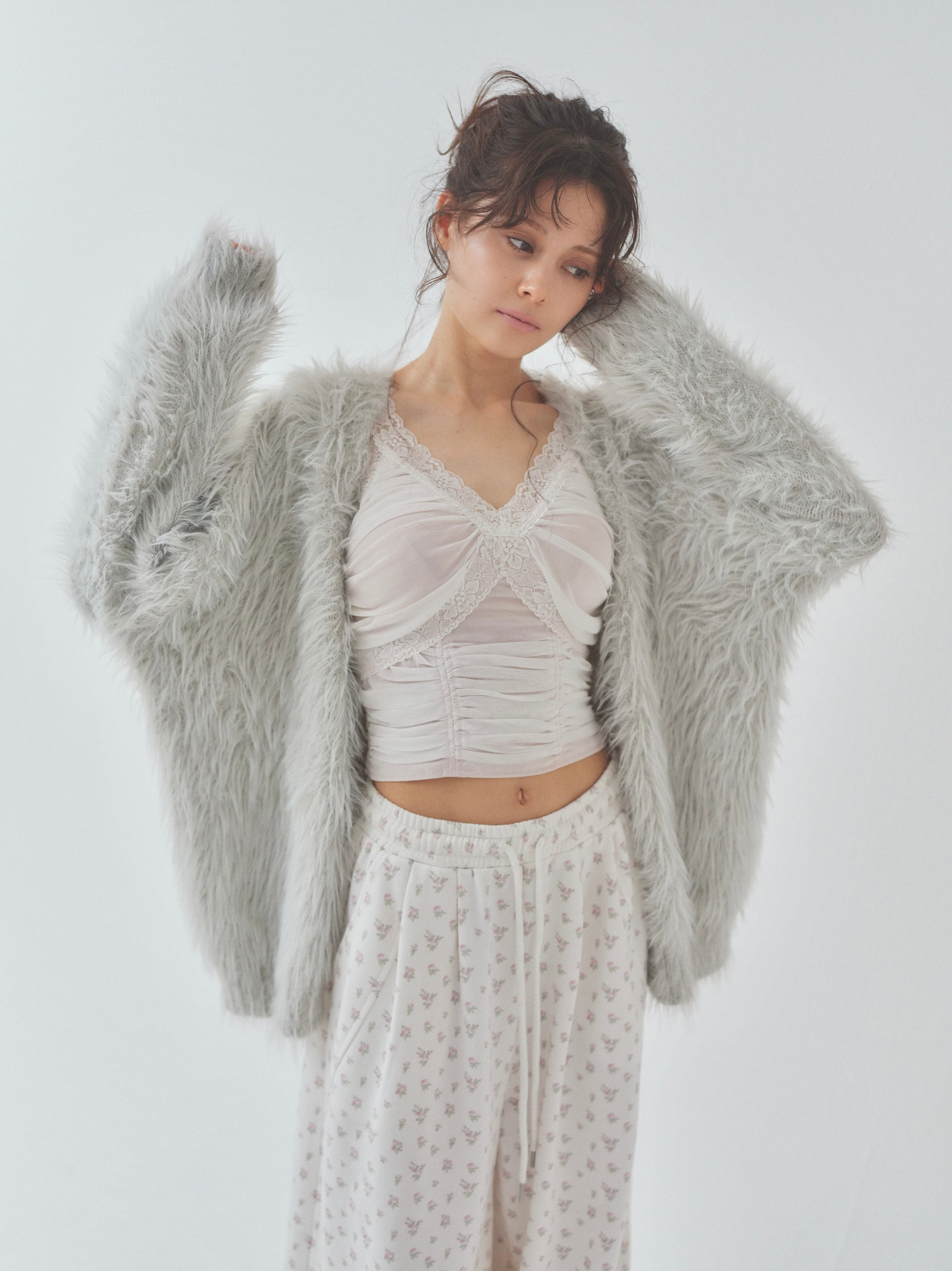 cat fur pail cardigan