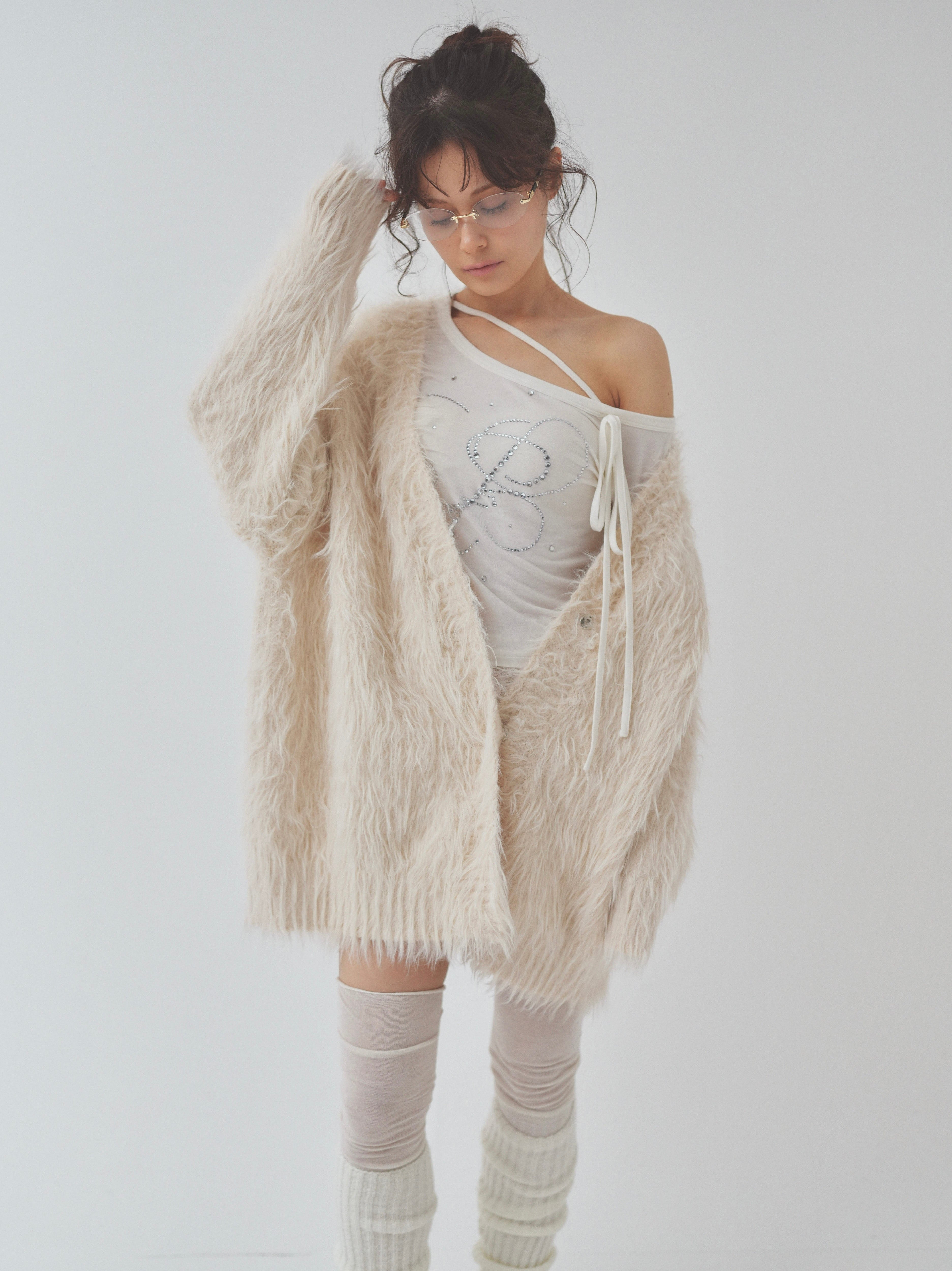 cat fur pail cardigan
