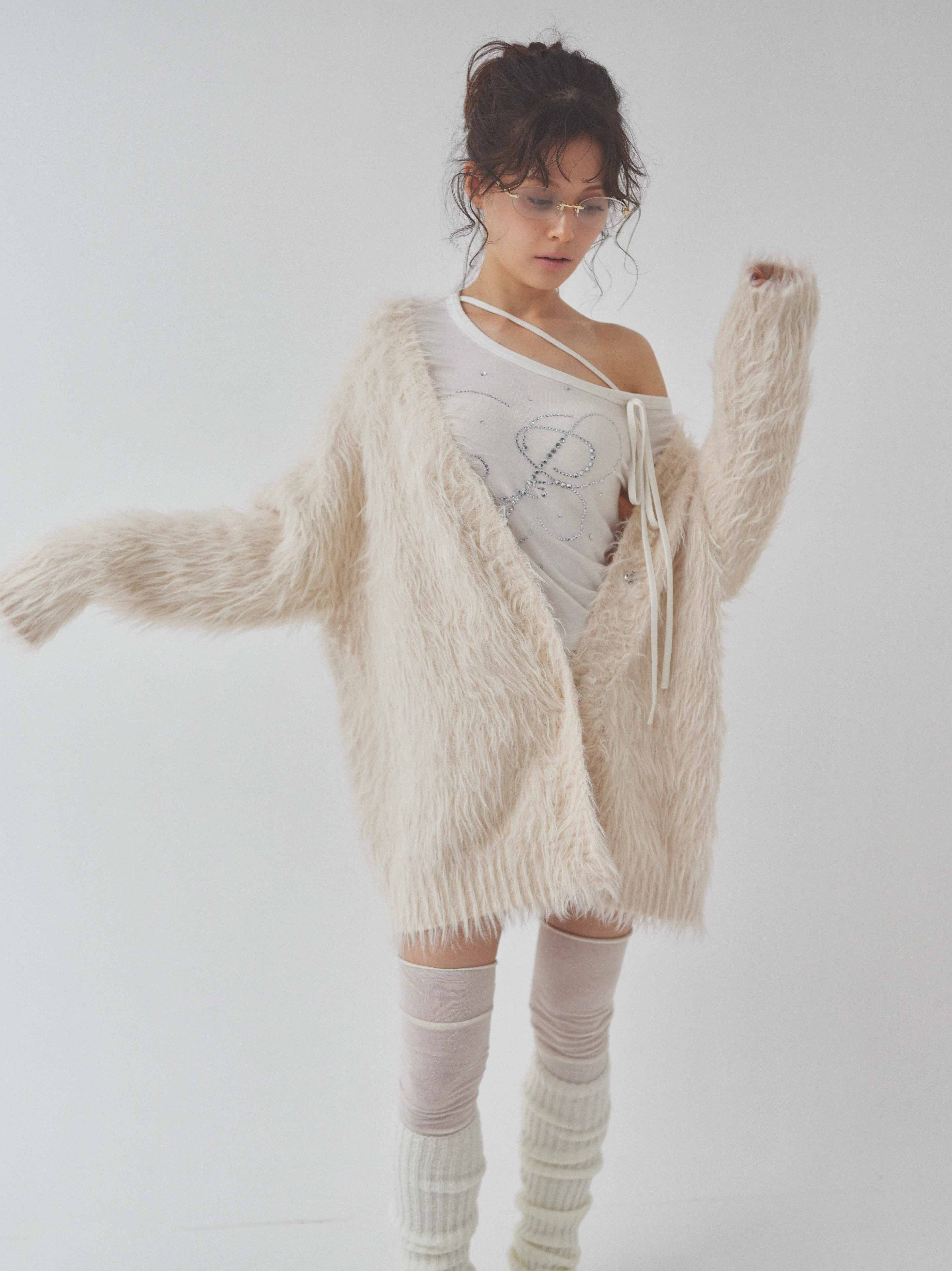 cat fur pail cardigan