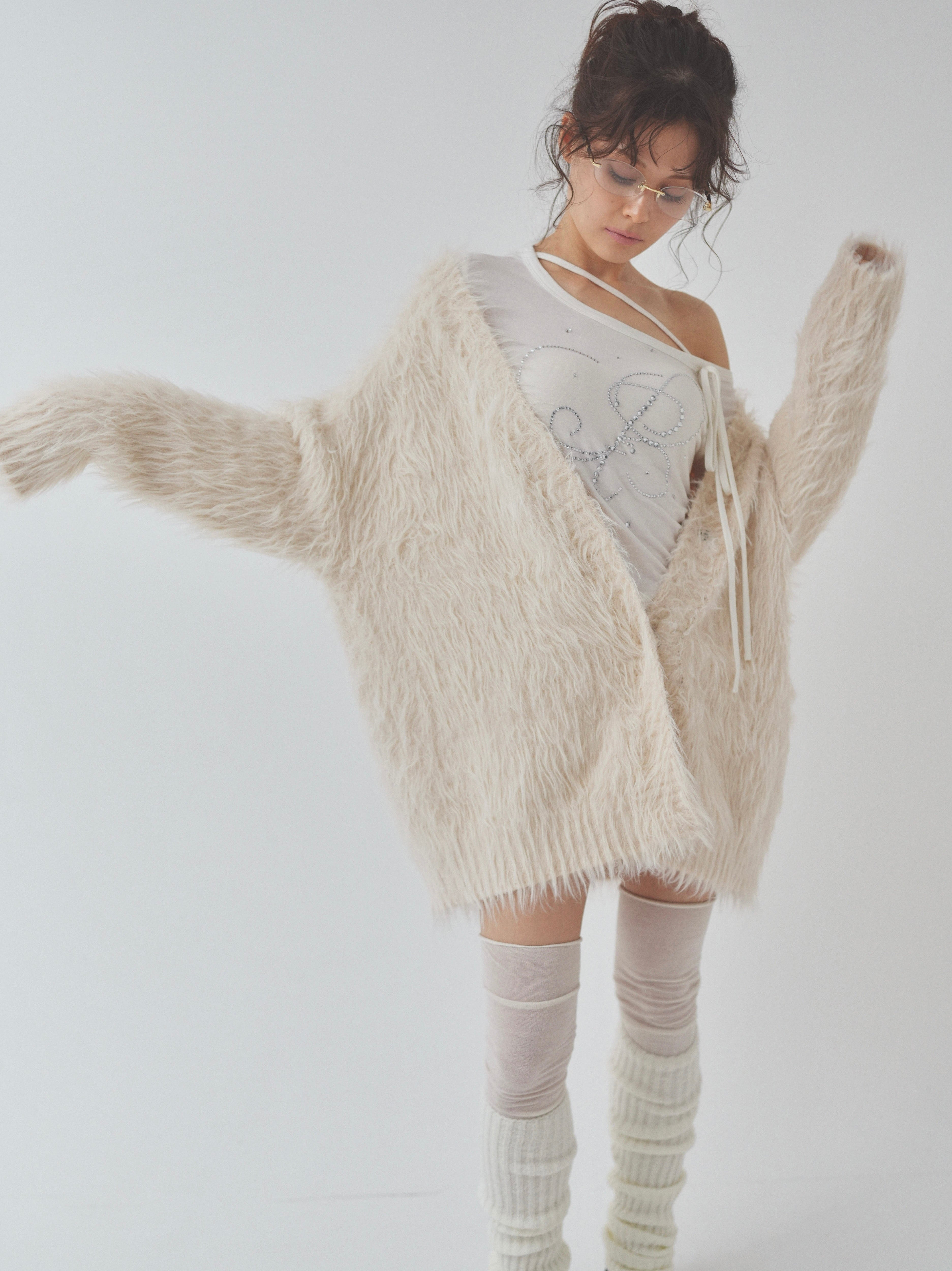 cat fur pail cardigan