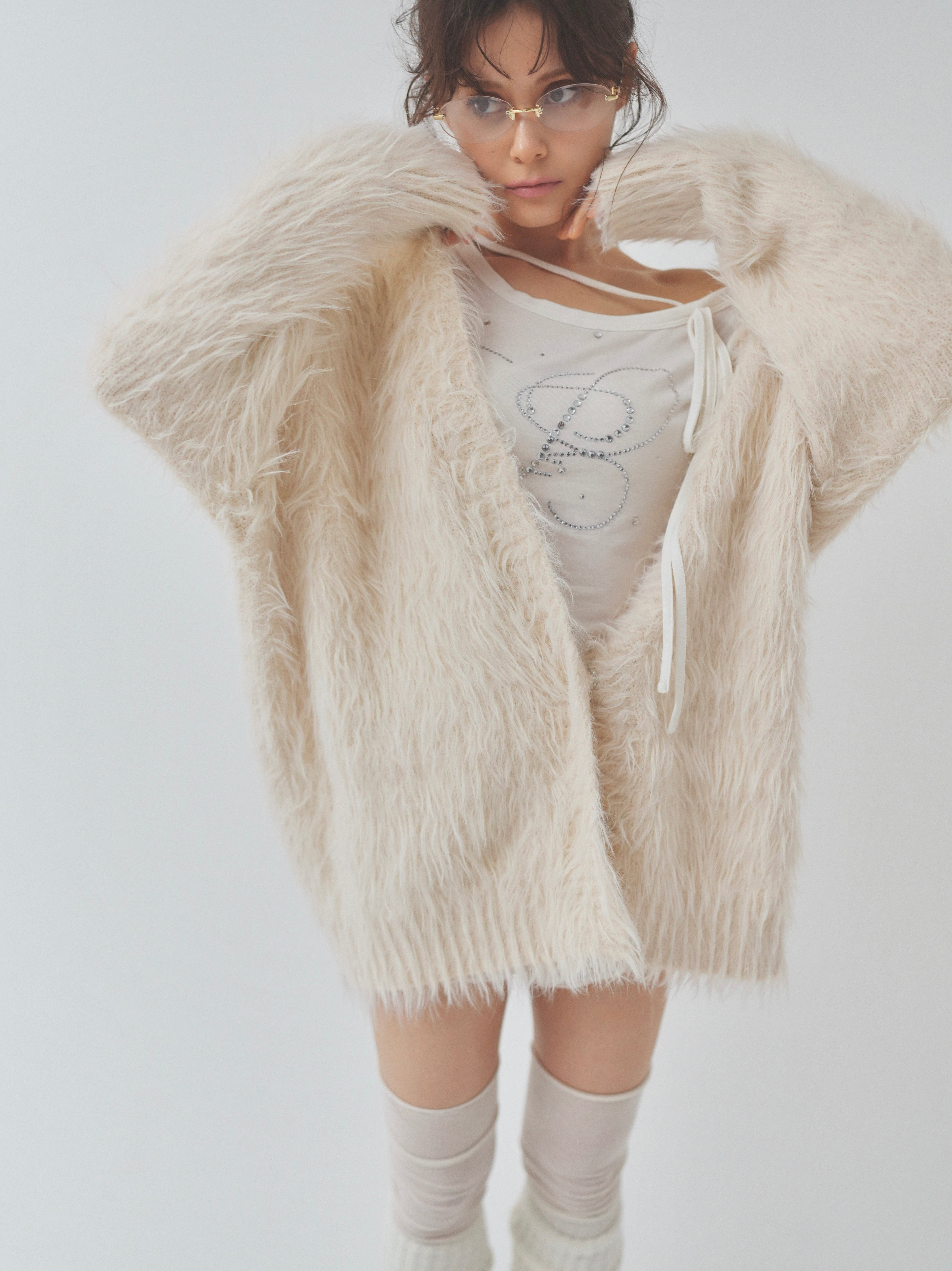 cat fur pail cardigan