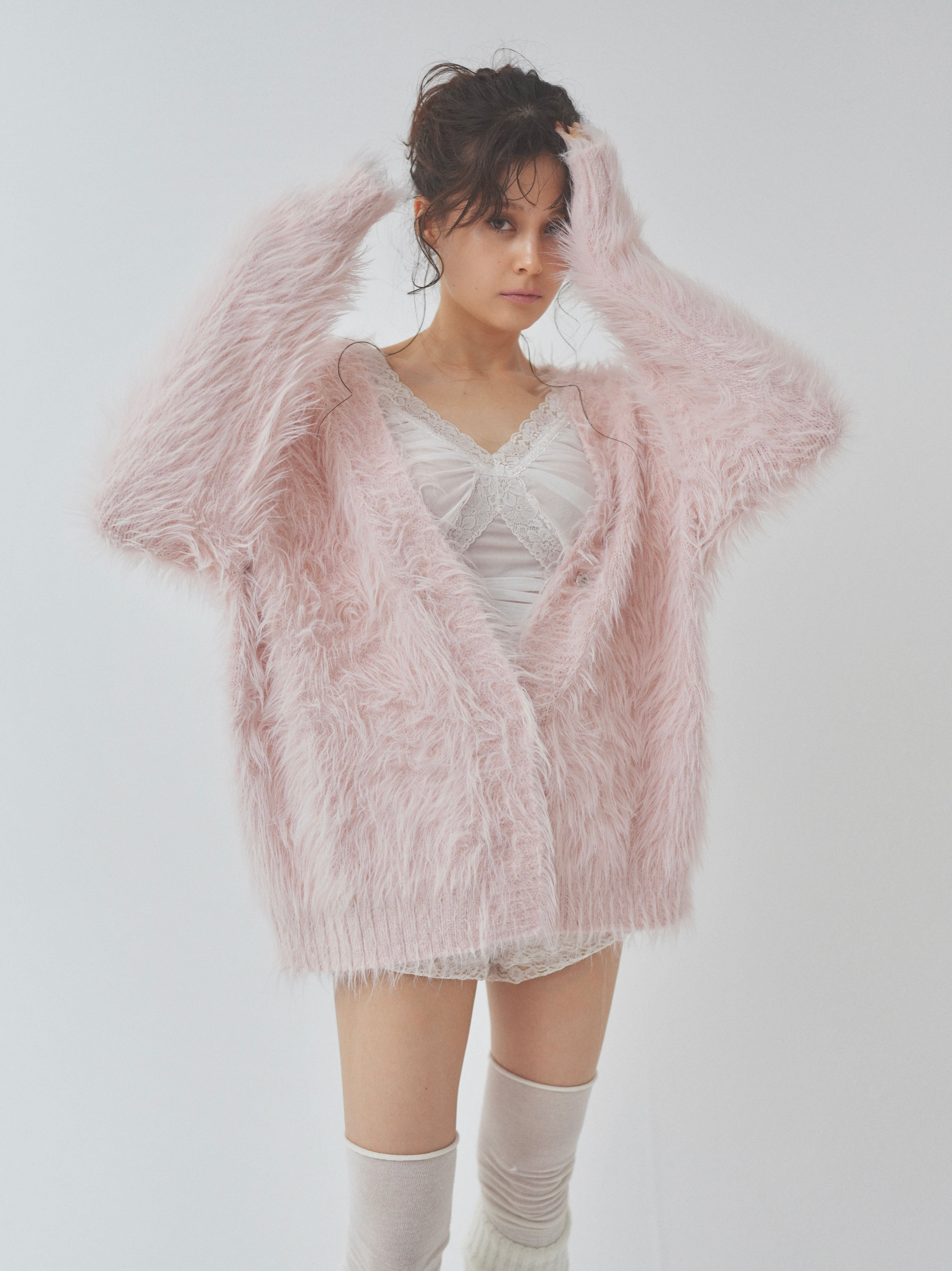 cat fur pail cardigan