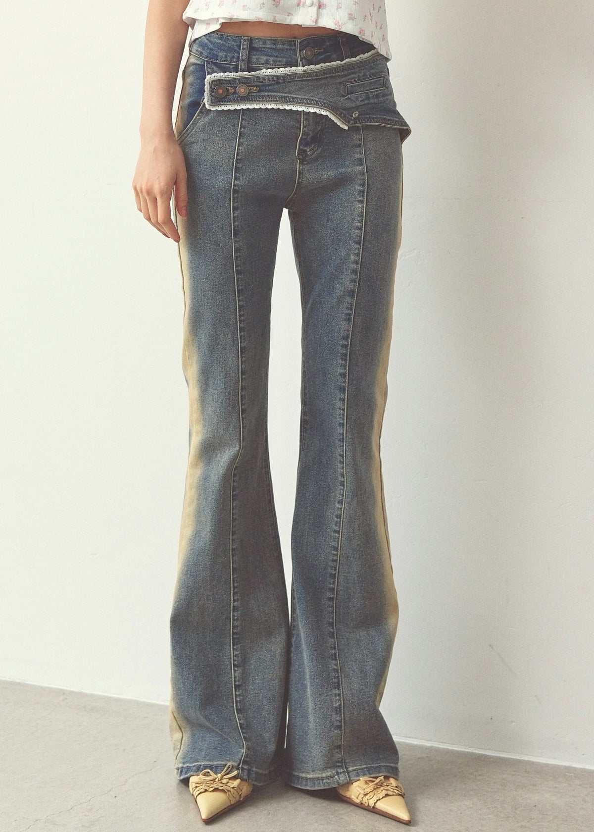 lacebelt flaredenim｜PELLICULE | ぺリキュール