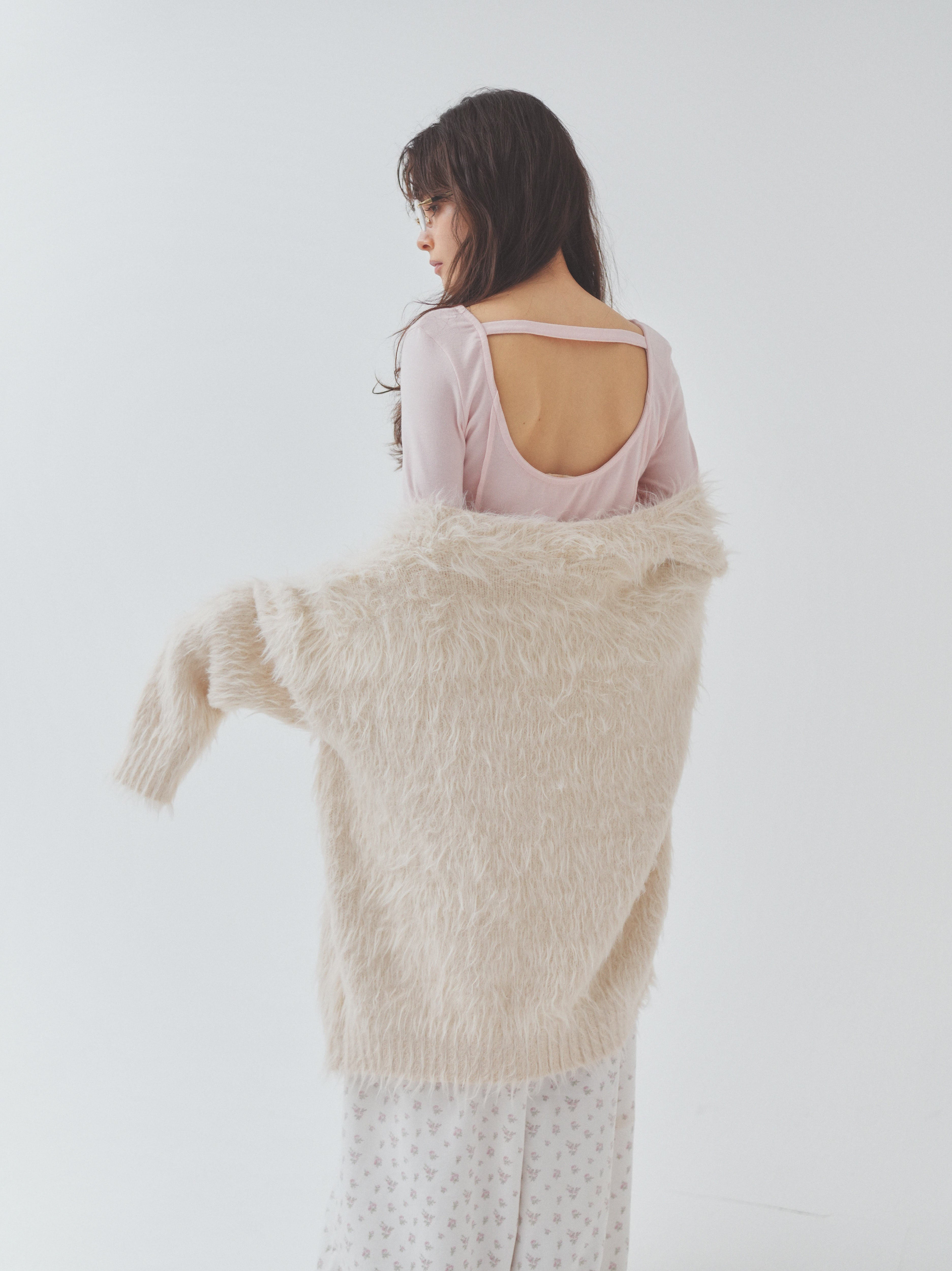 cat fur pail cardigan