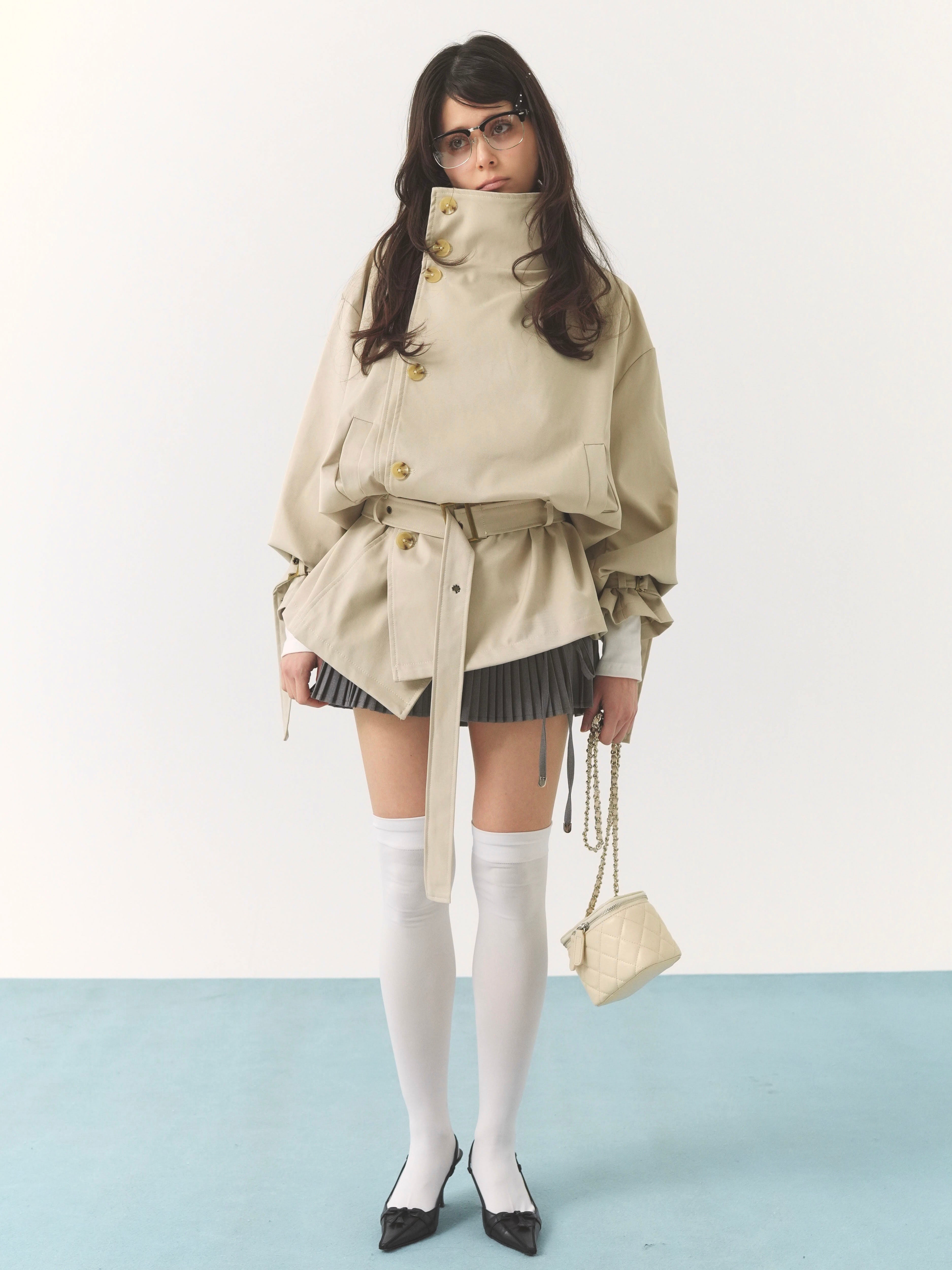 stand collar trench coat