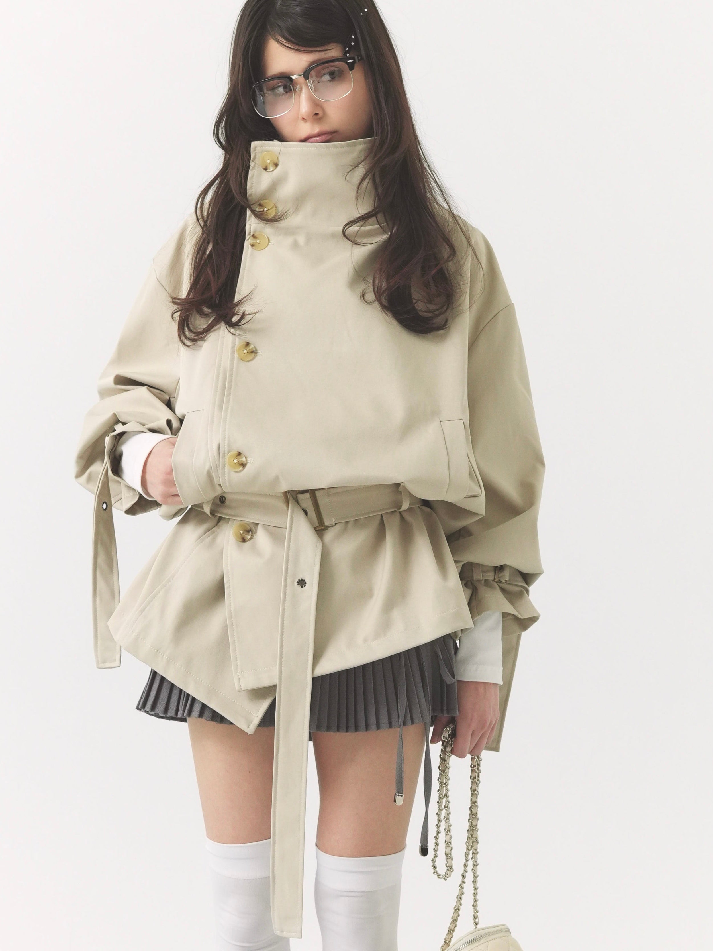 stand collar trench coat