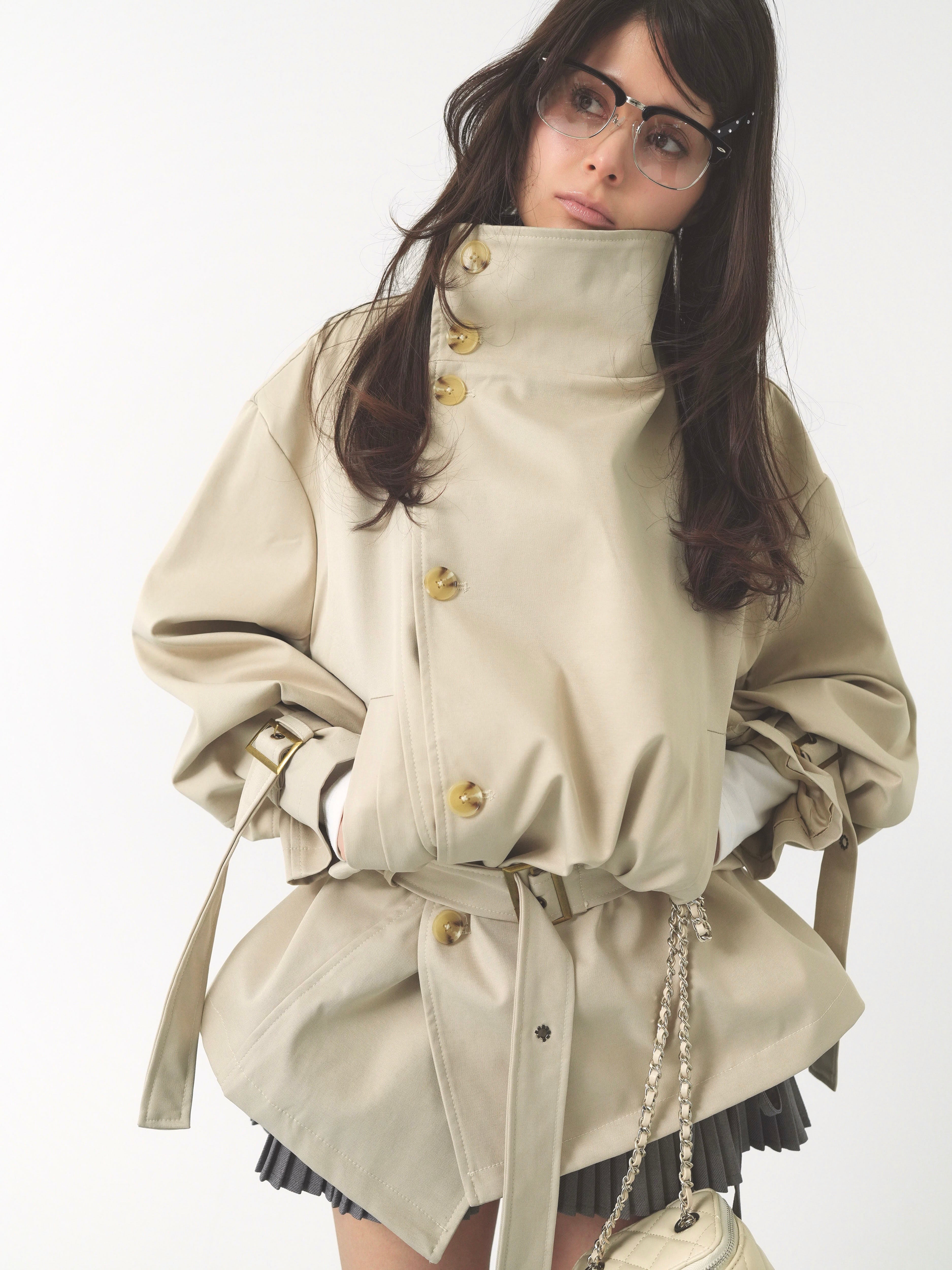 stand collar trench coat
