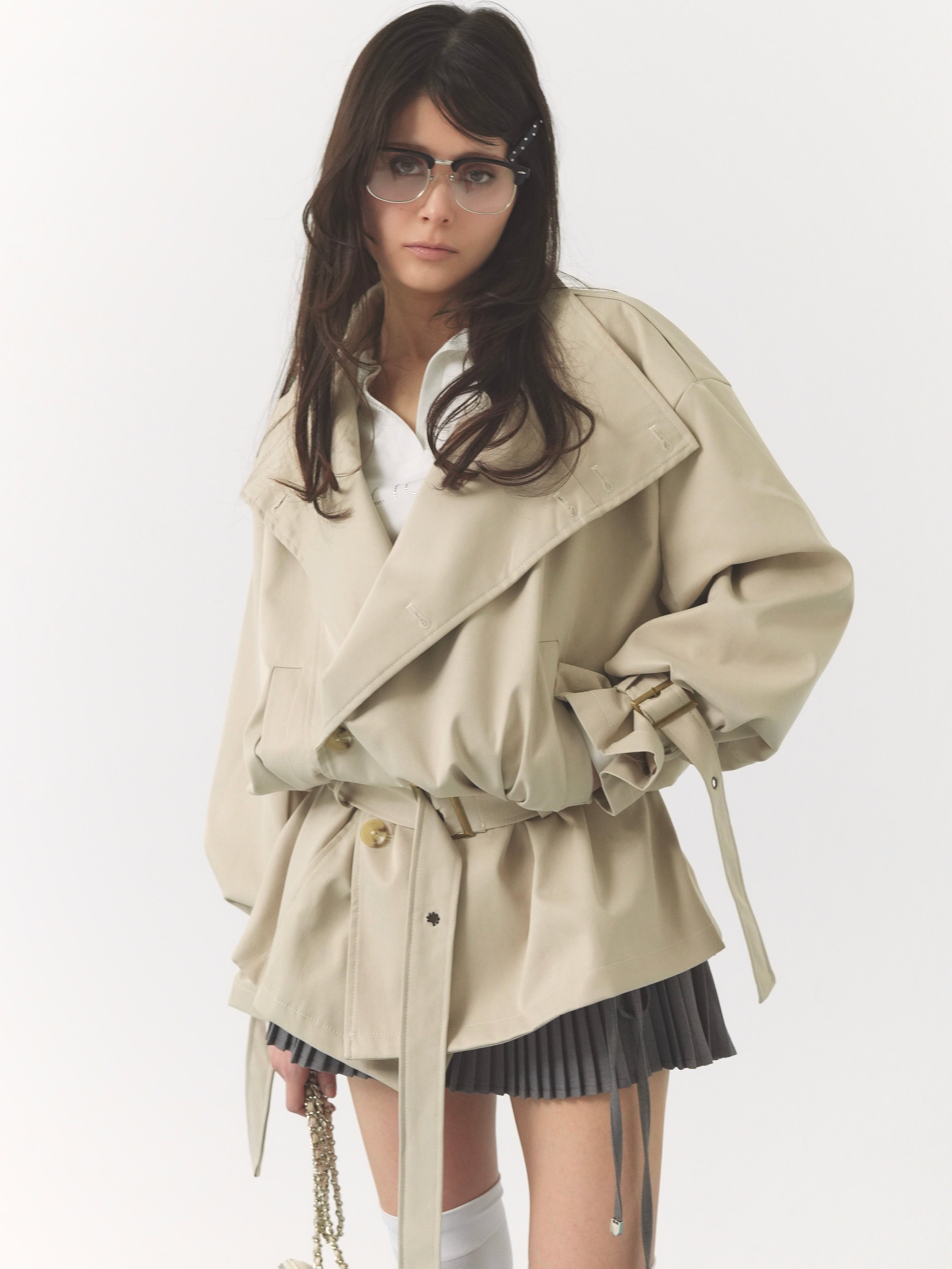 stand collar trench coat