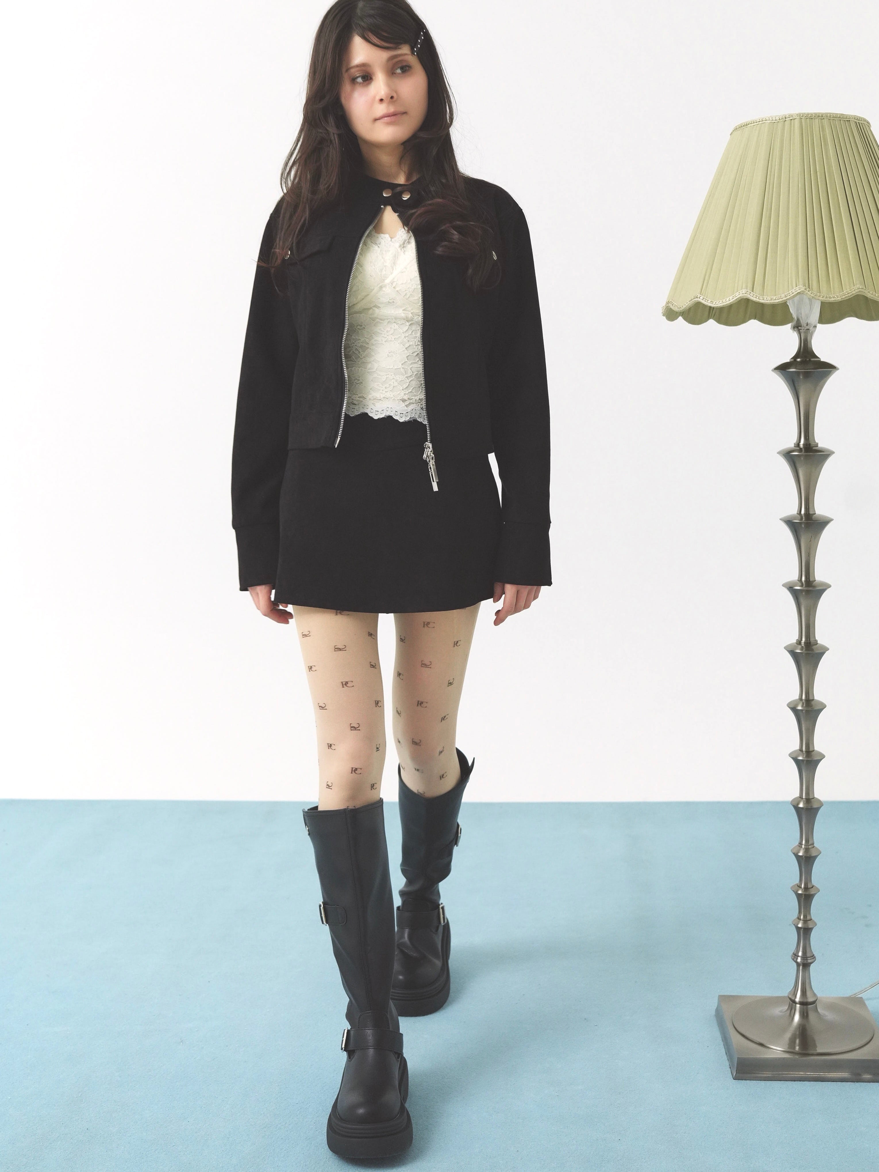 PELLICULE グレー ショートジャケット Peach peel jacket｜PELLICULE | ぺリキュール