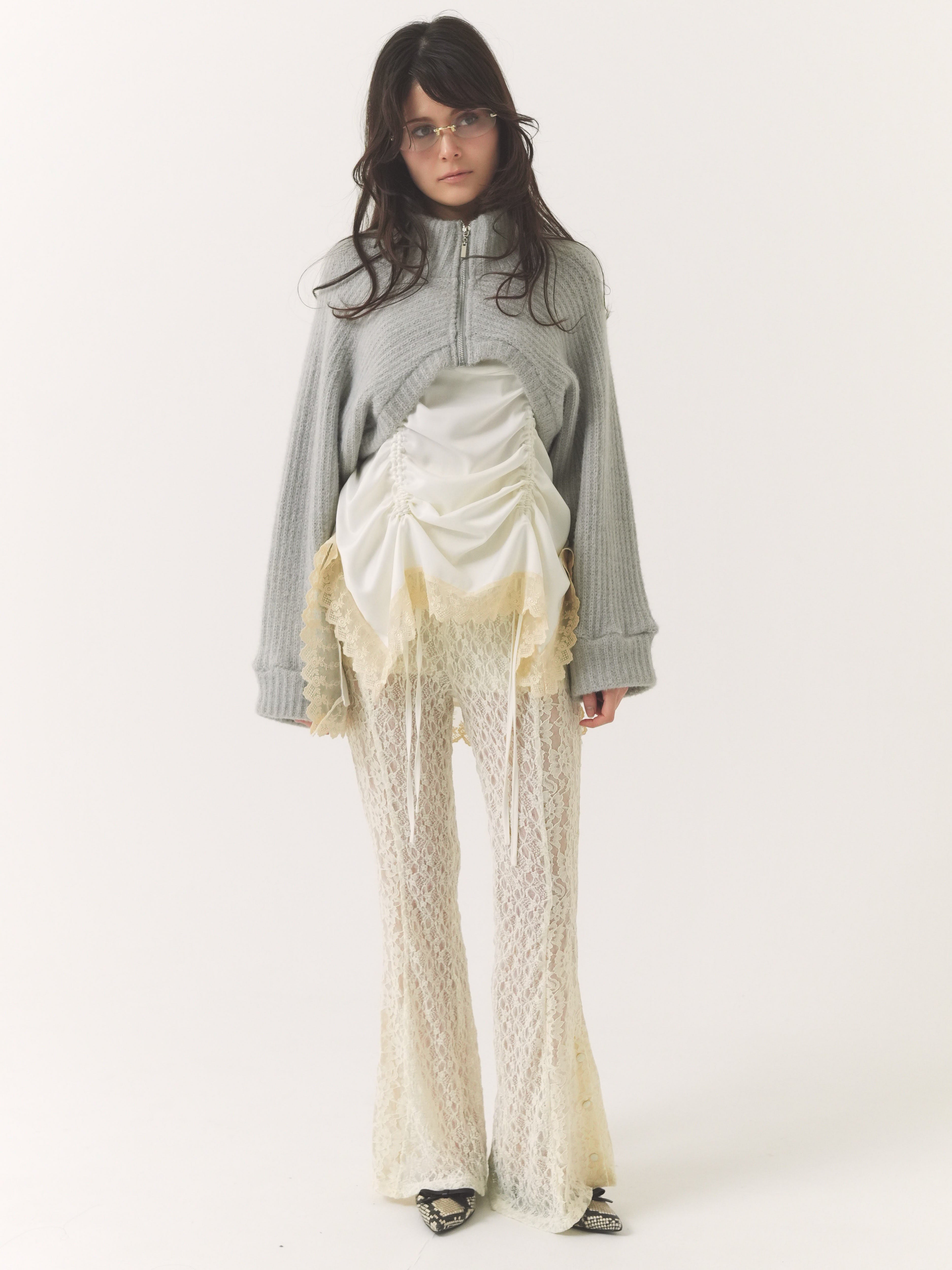 pattern lace flare pants