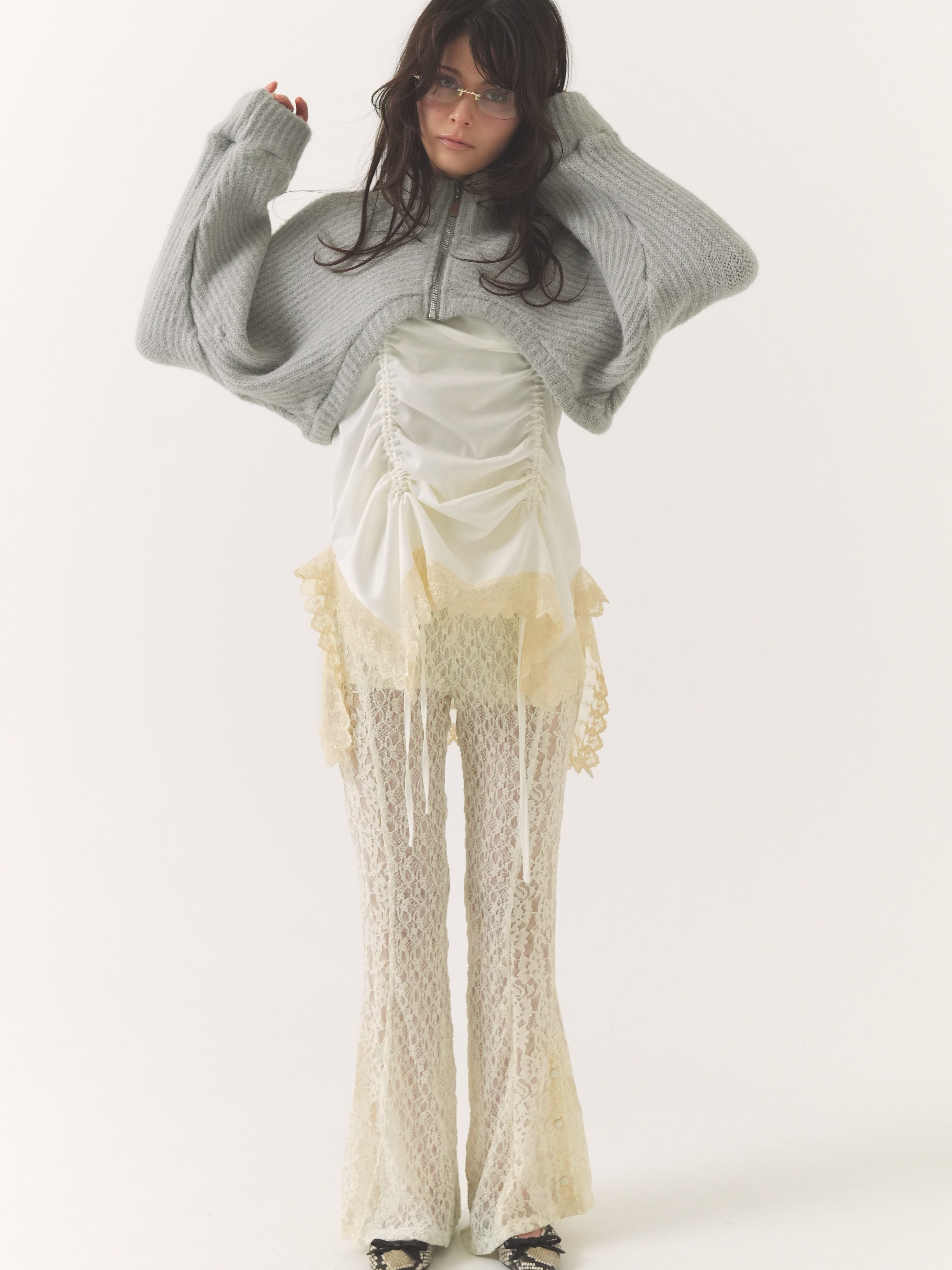 pattern lace flare pants