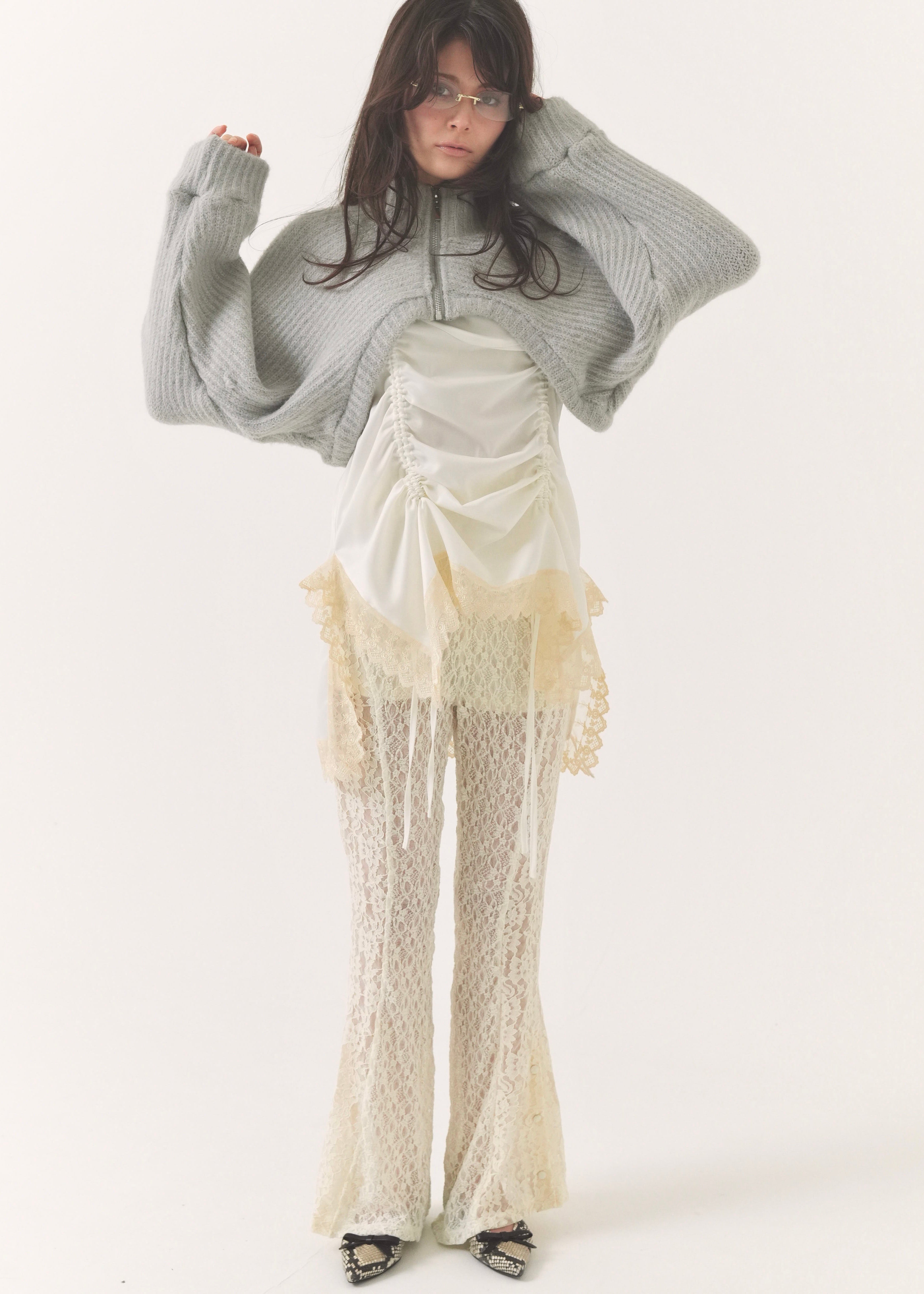 pattern lace flare pants