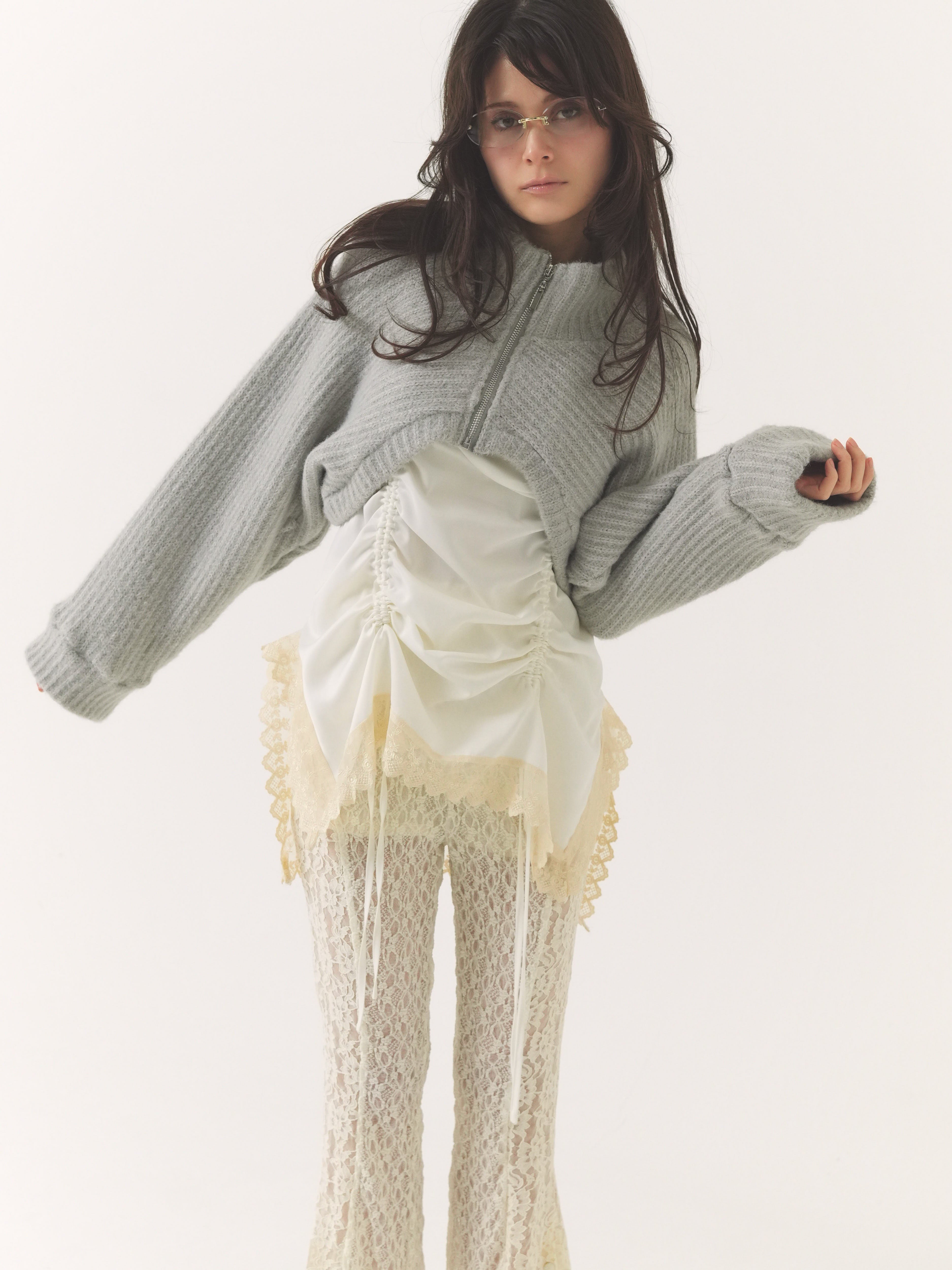 pattern lace flare pants