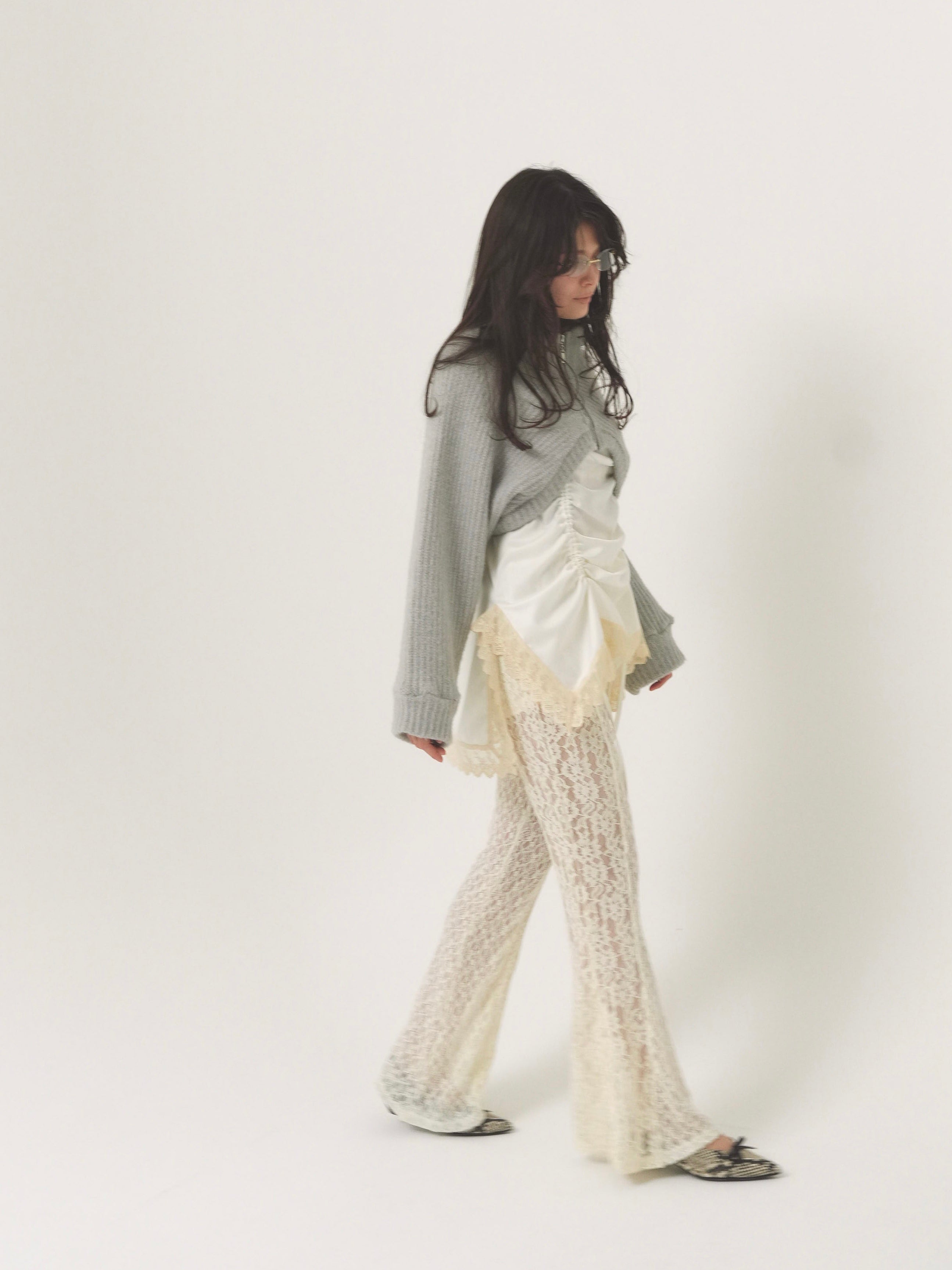 pattern lace flare pants
