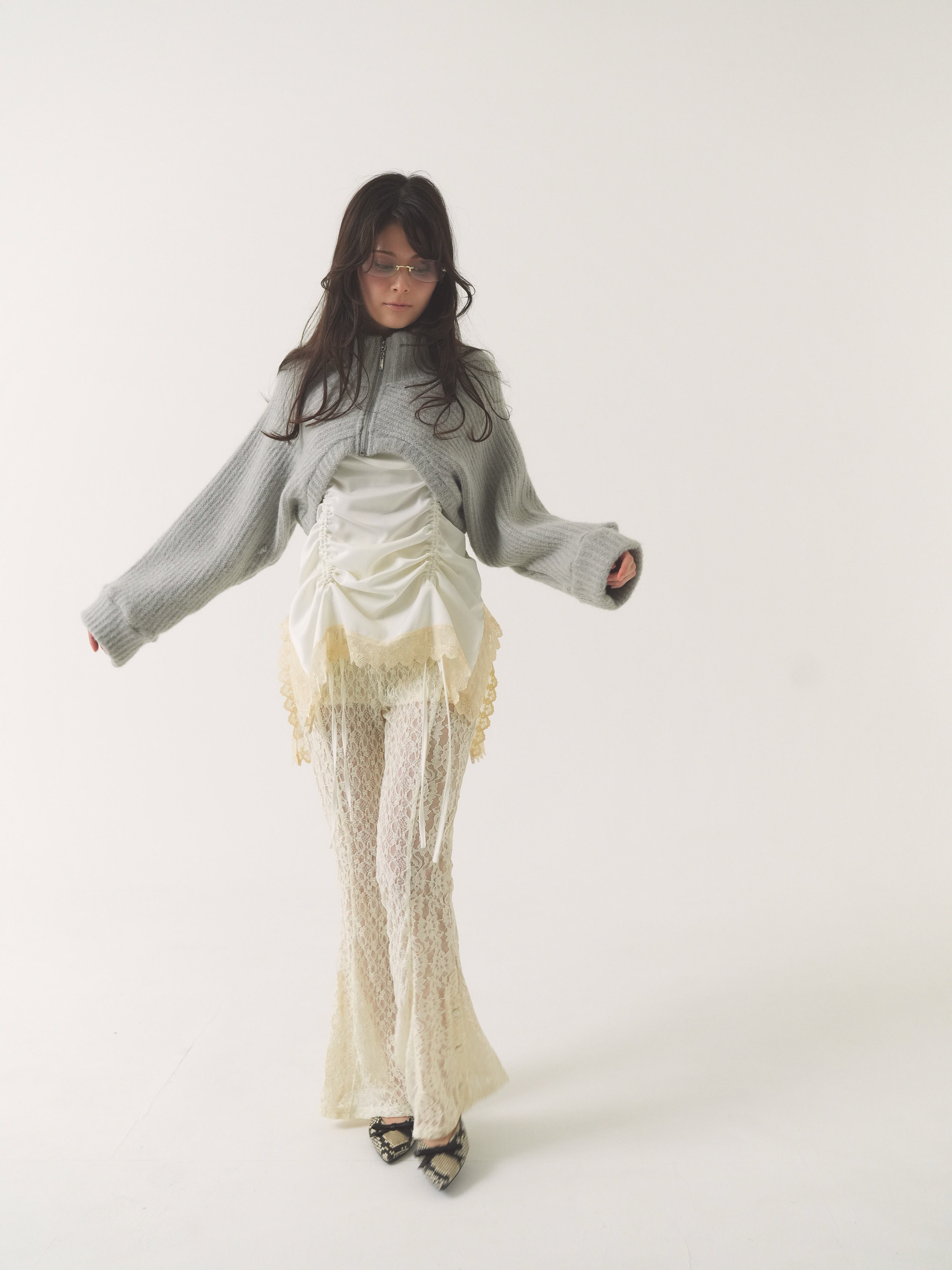 pattern lace flare pants