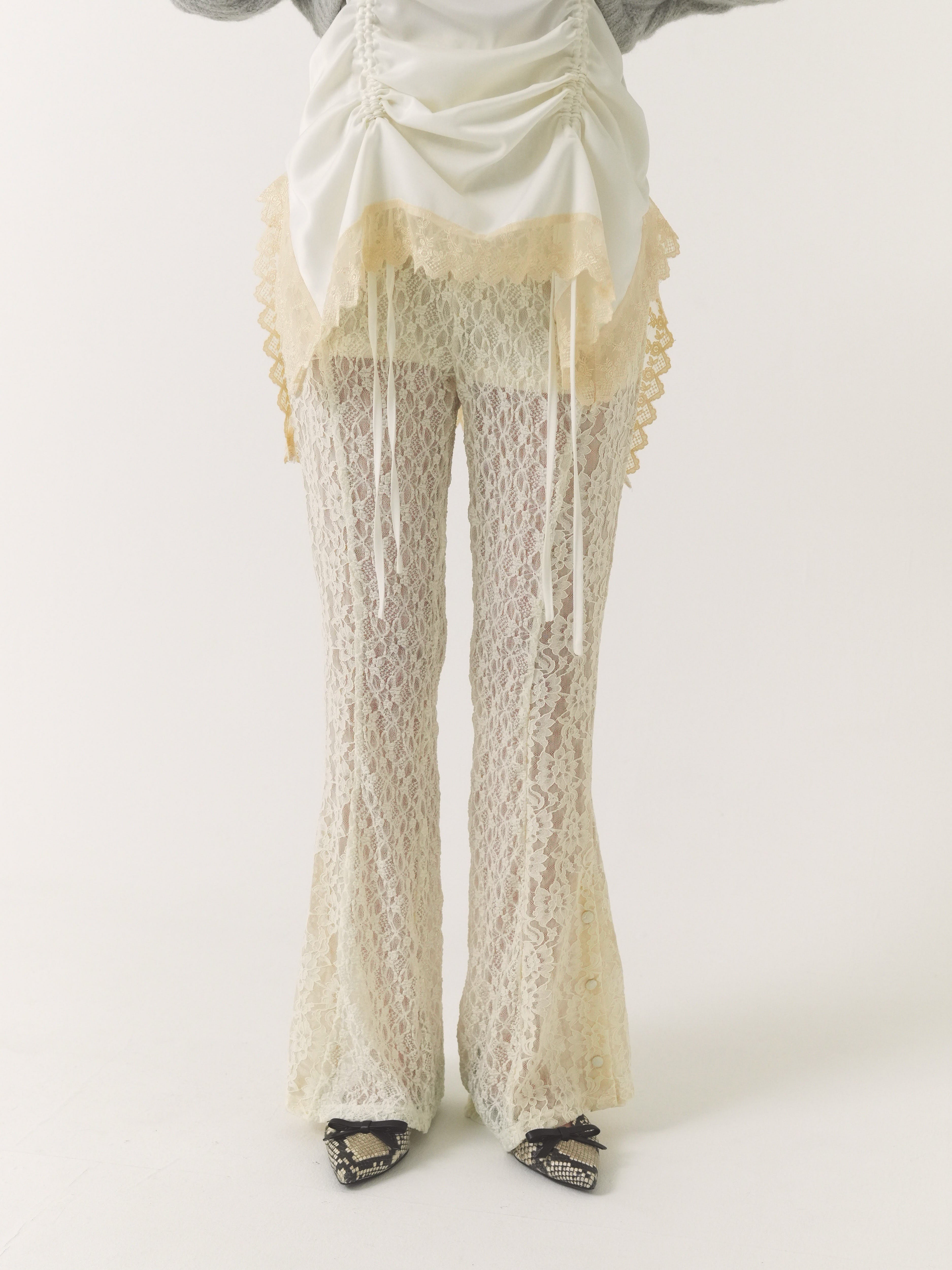 pattern lace flare pants