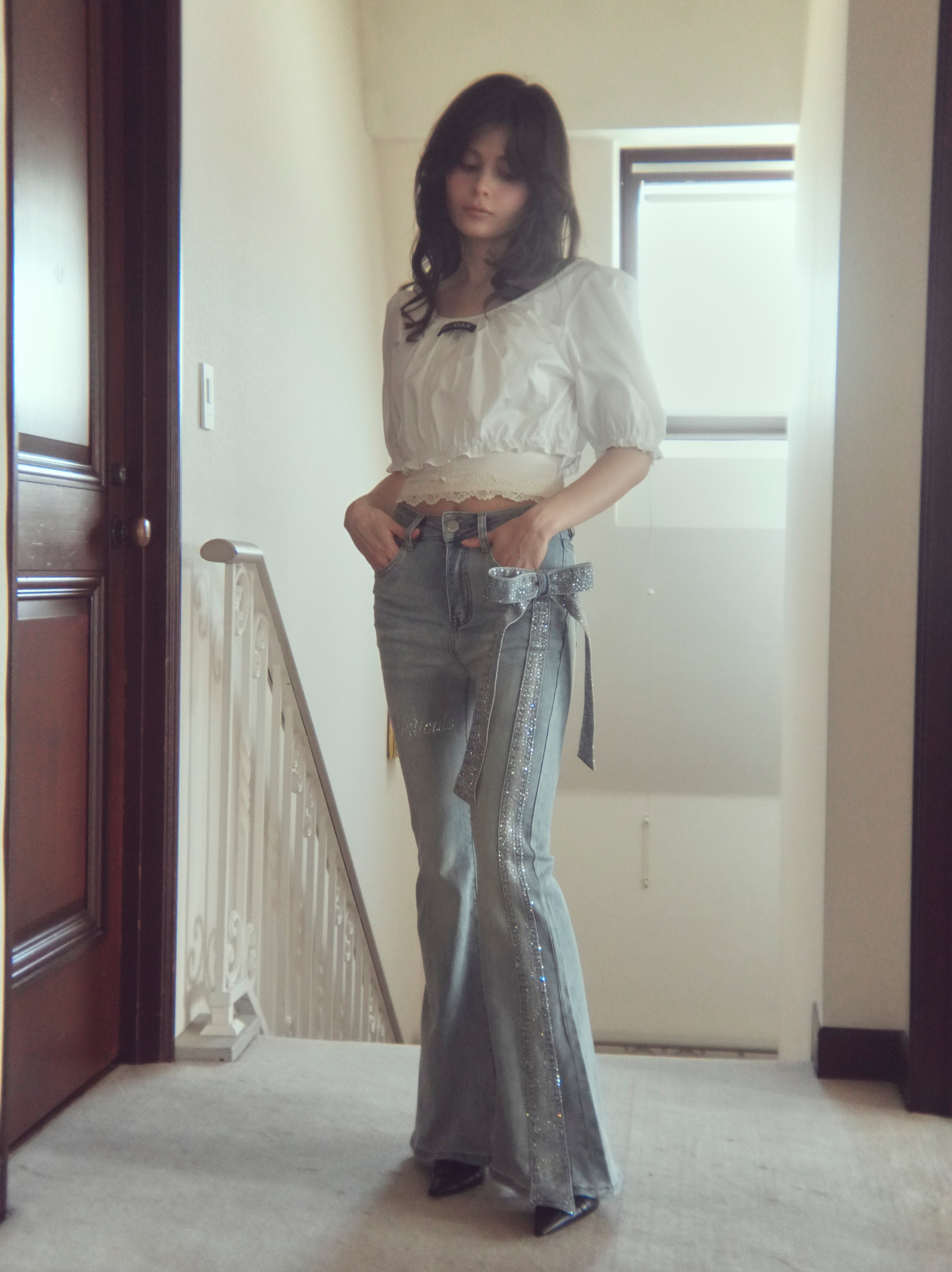 blue予約】ribbon brilliant denim｜PELLICULE | ぺリキュール