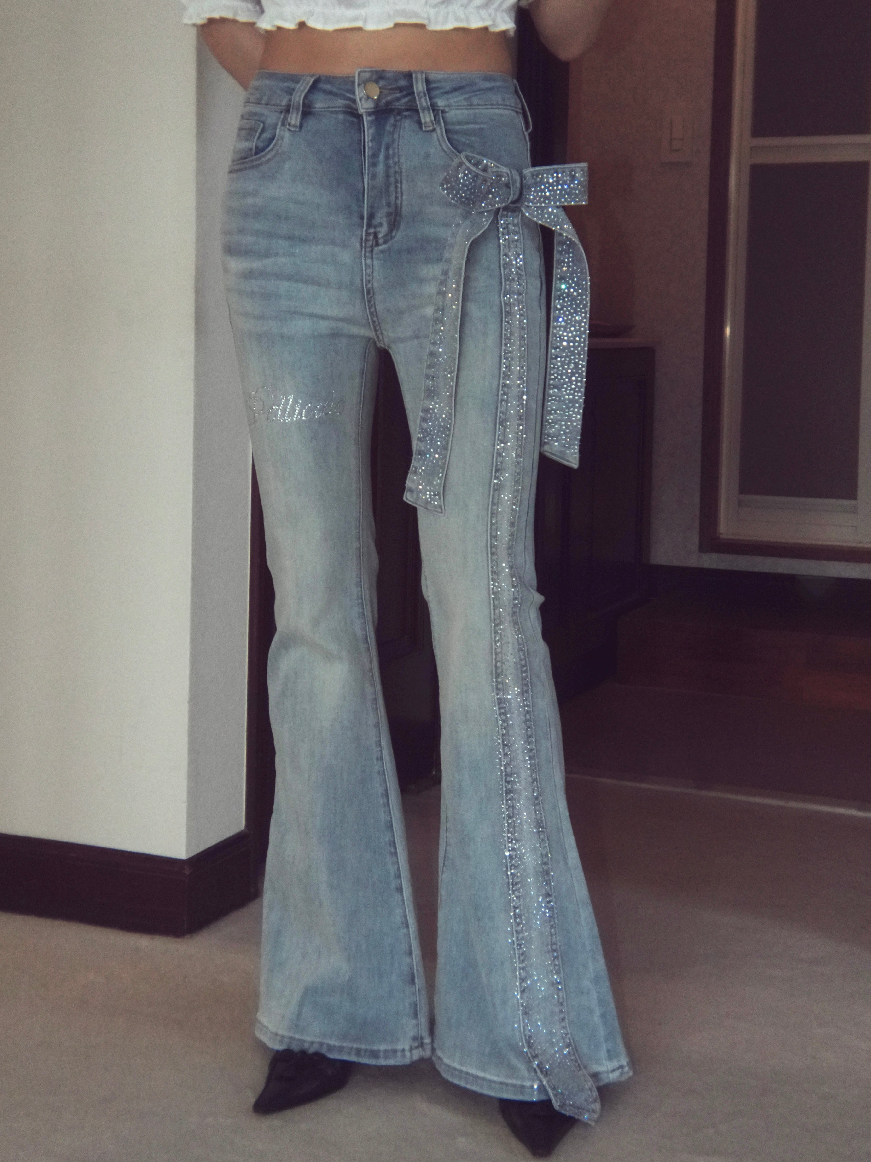 blue予約】ribbon brilliant denim｜PELLICULE | ぺリキュール
