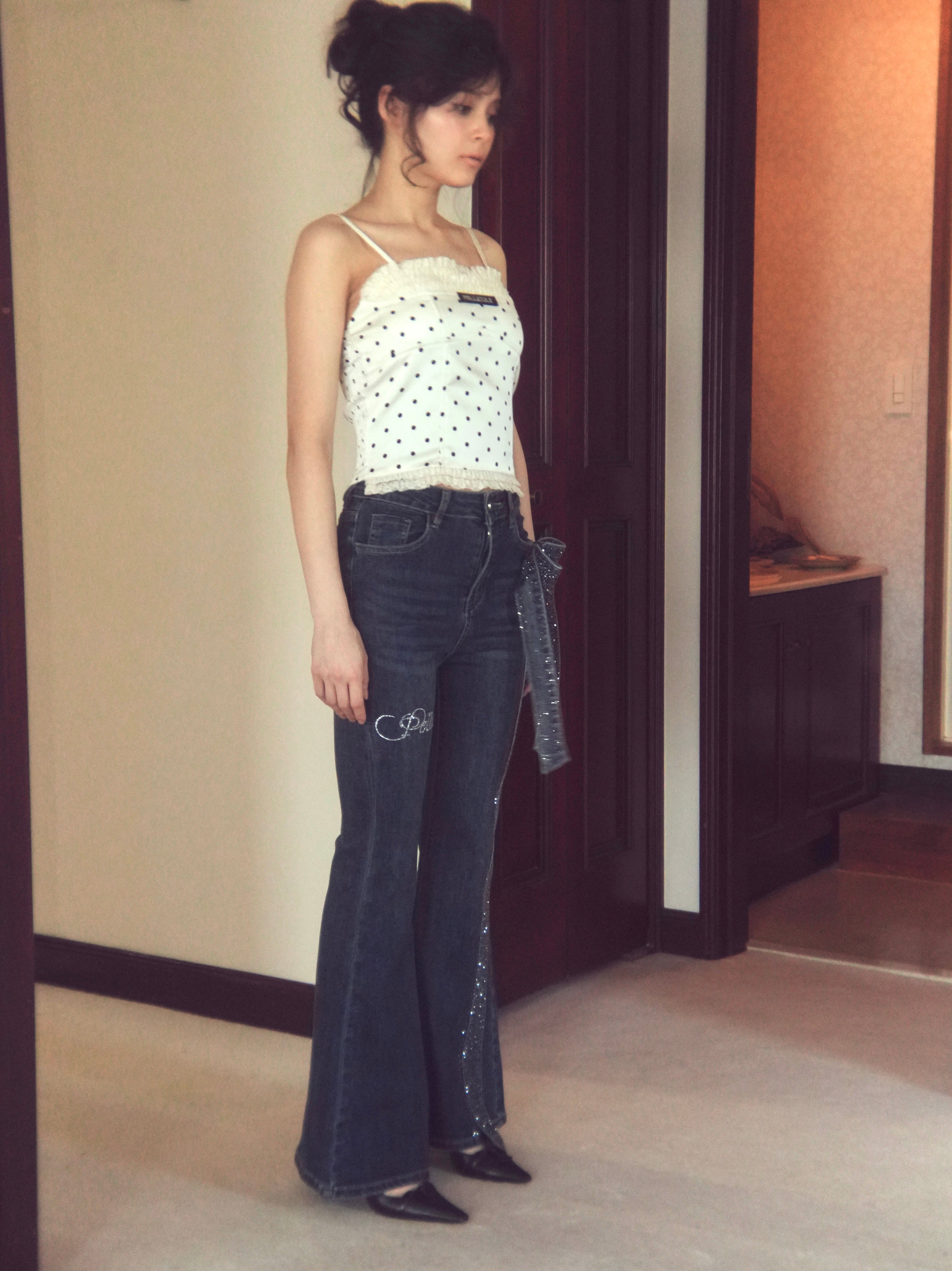 【6/15発送：ドット】frontlace corset camisole