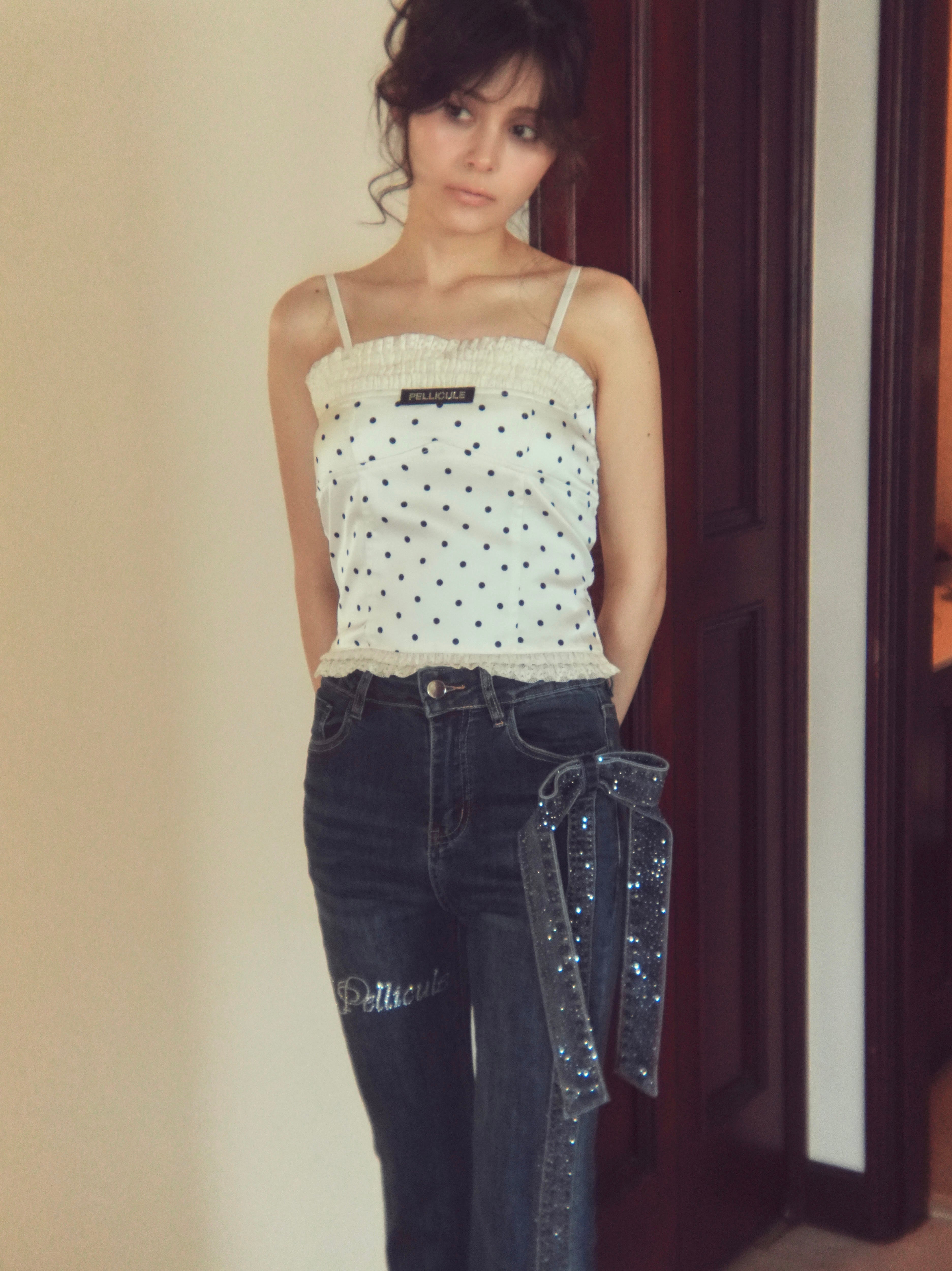 frontlace corset camisole pellicule ドット frontlace corset camisole｜PELLICULE | ぺリキュール