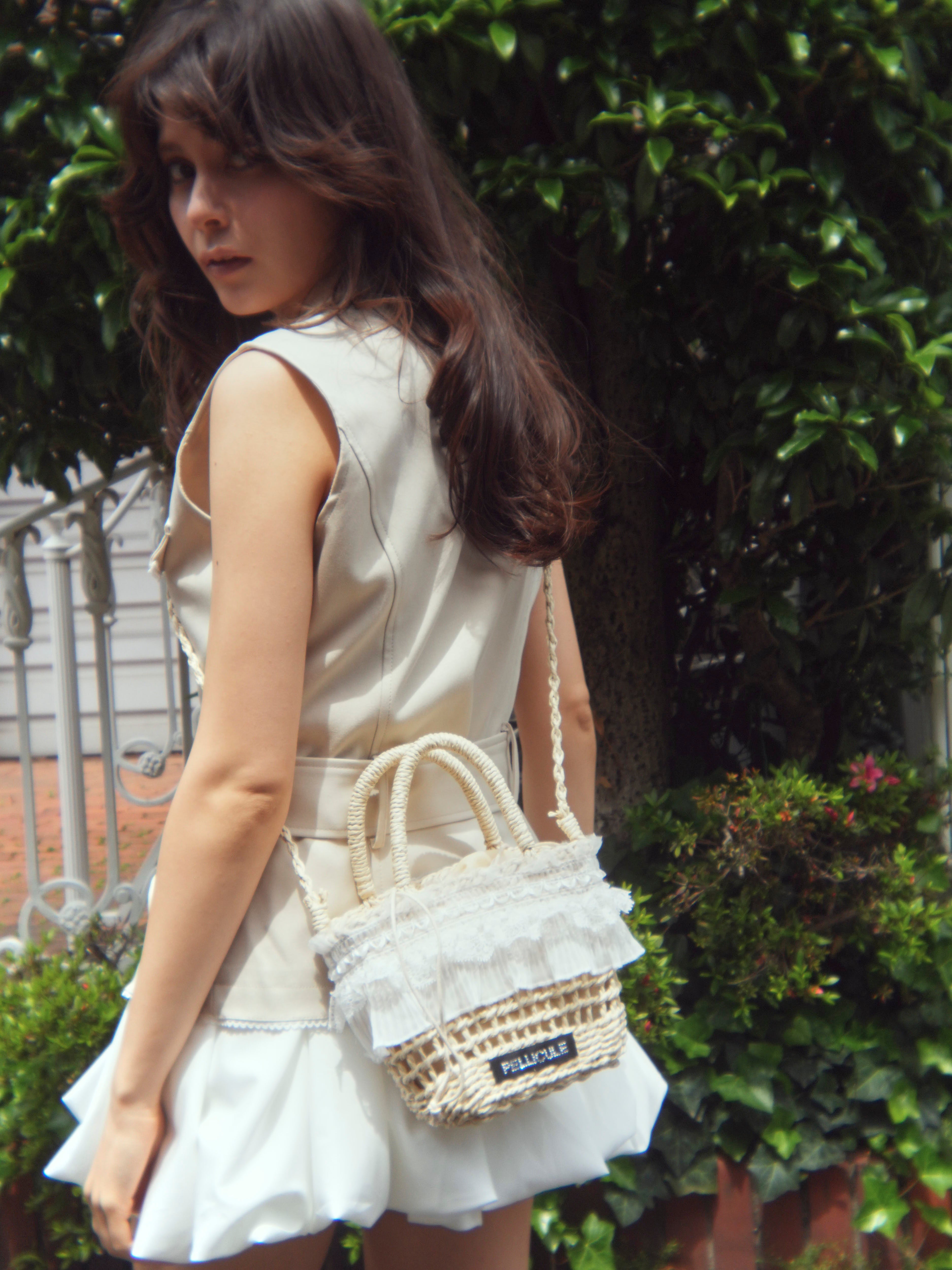 【ivory予約】frill lace basket bag
