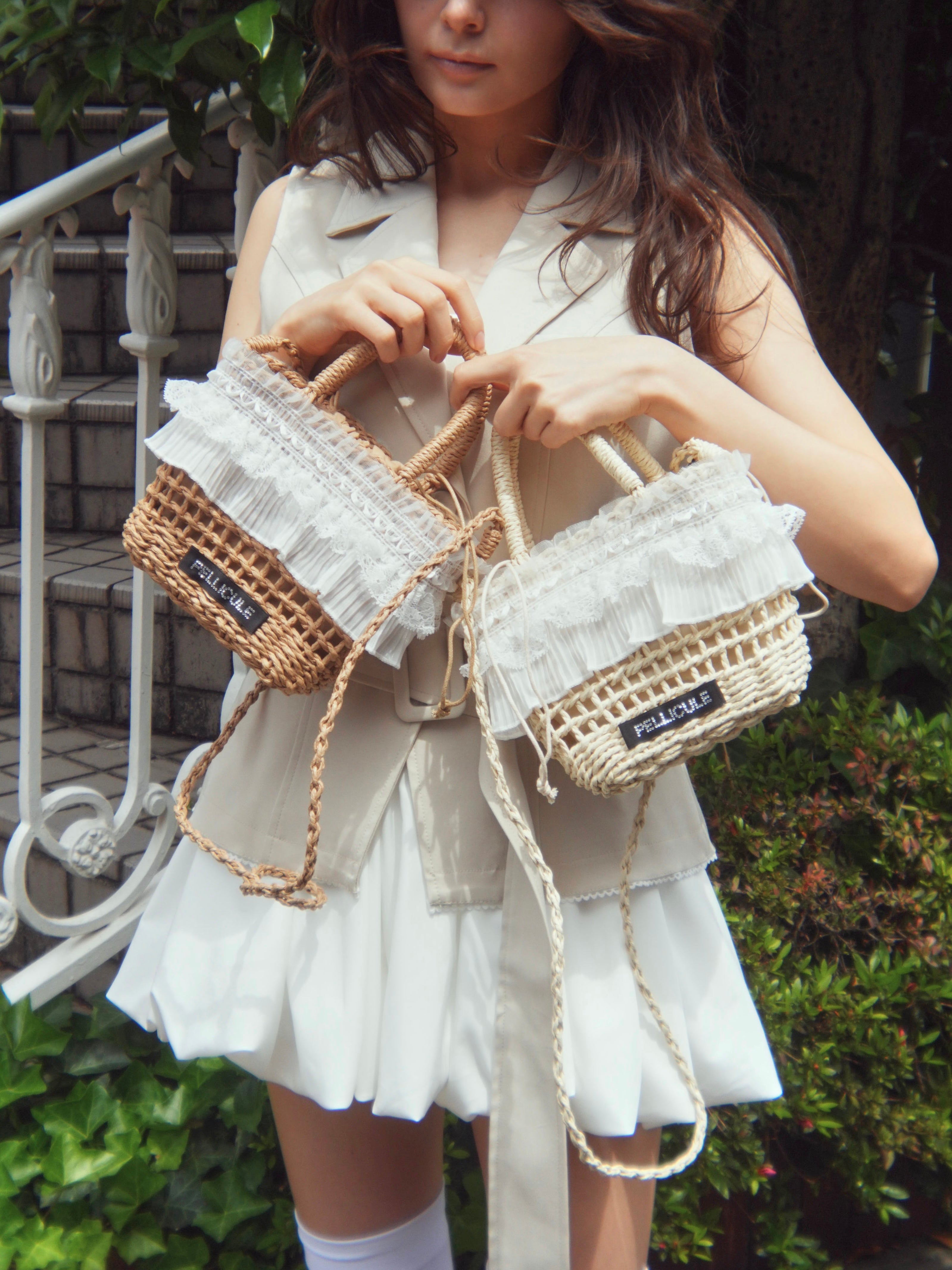 frill lace basket bag｜PELLICULE | ぺリキュール