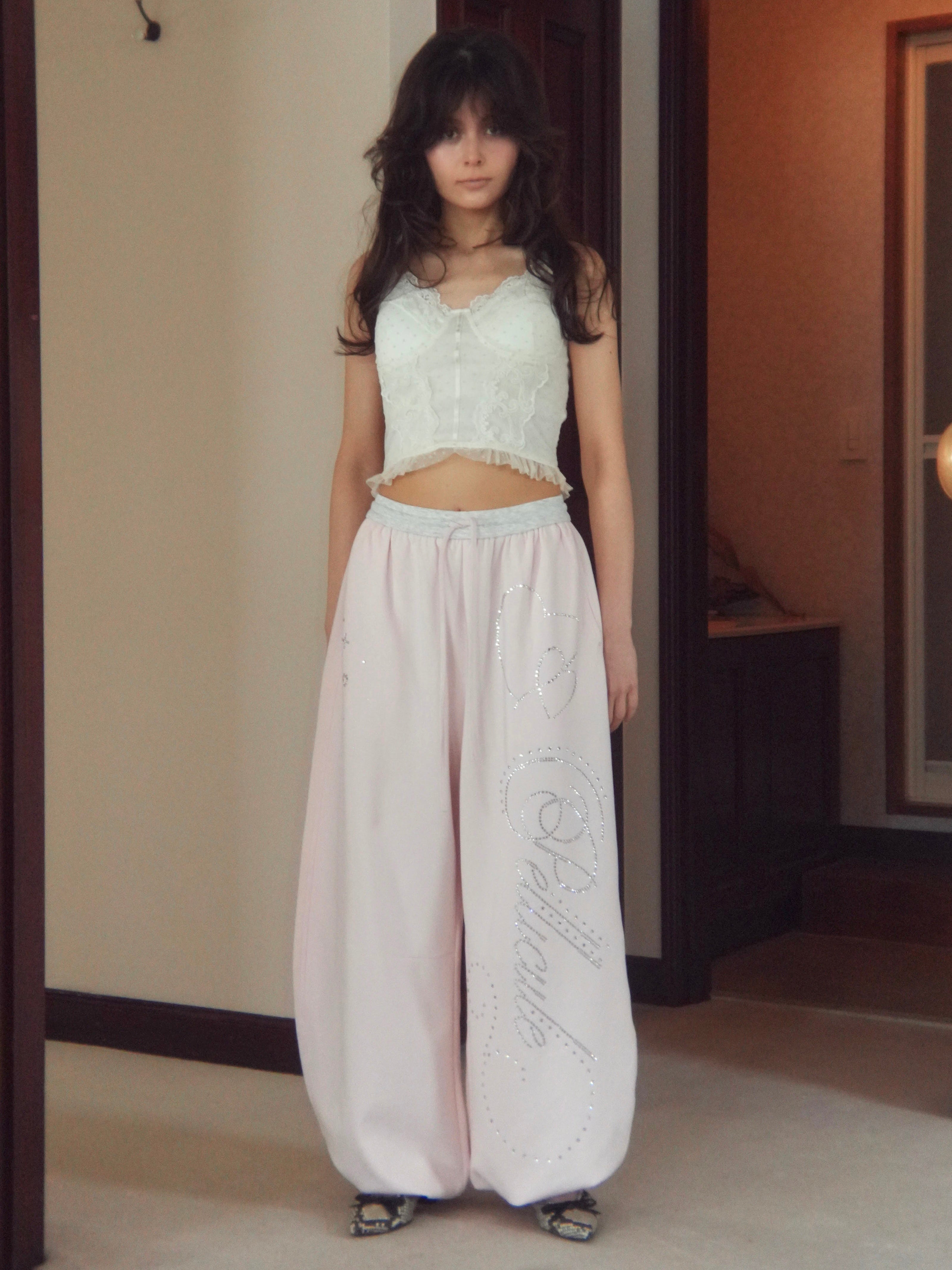 stone-deco sweat pants
