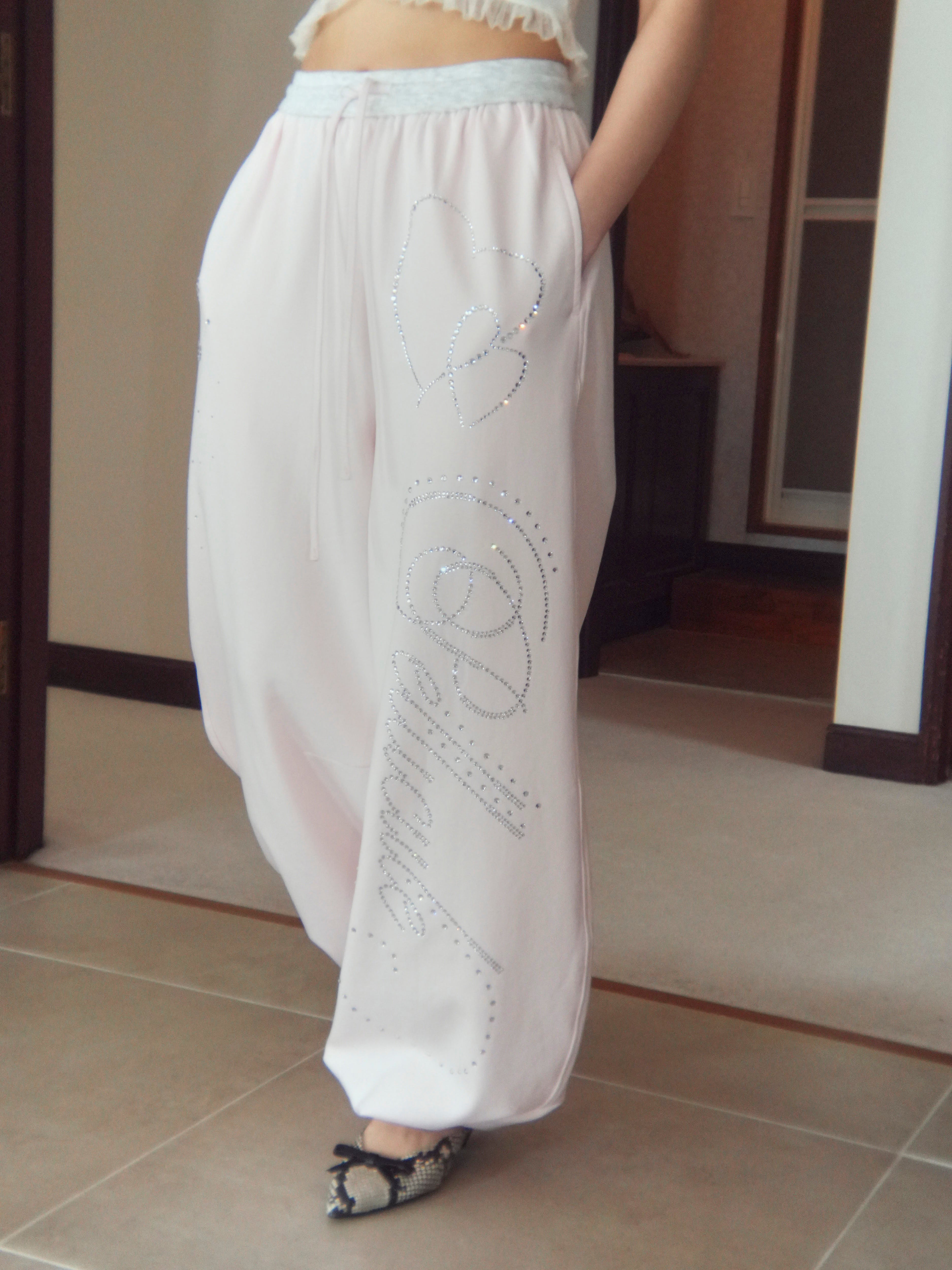 stone-deco sweat pants