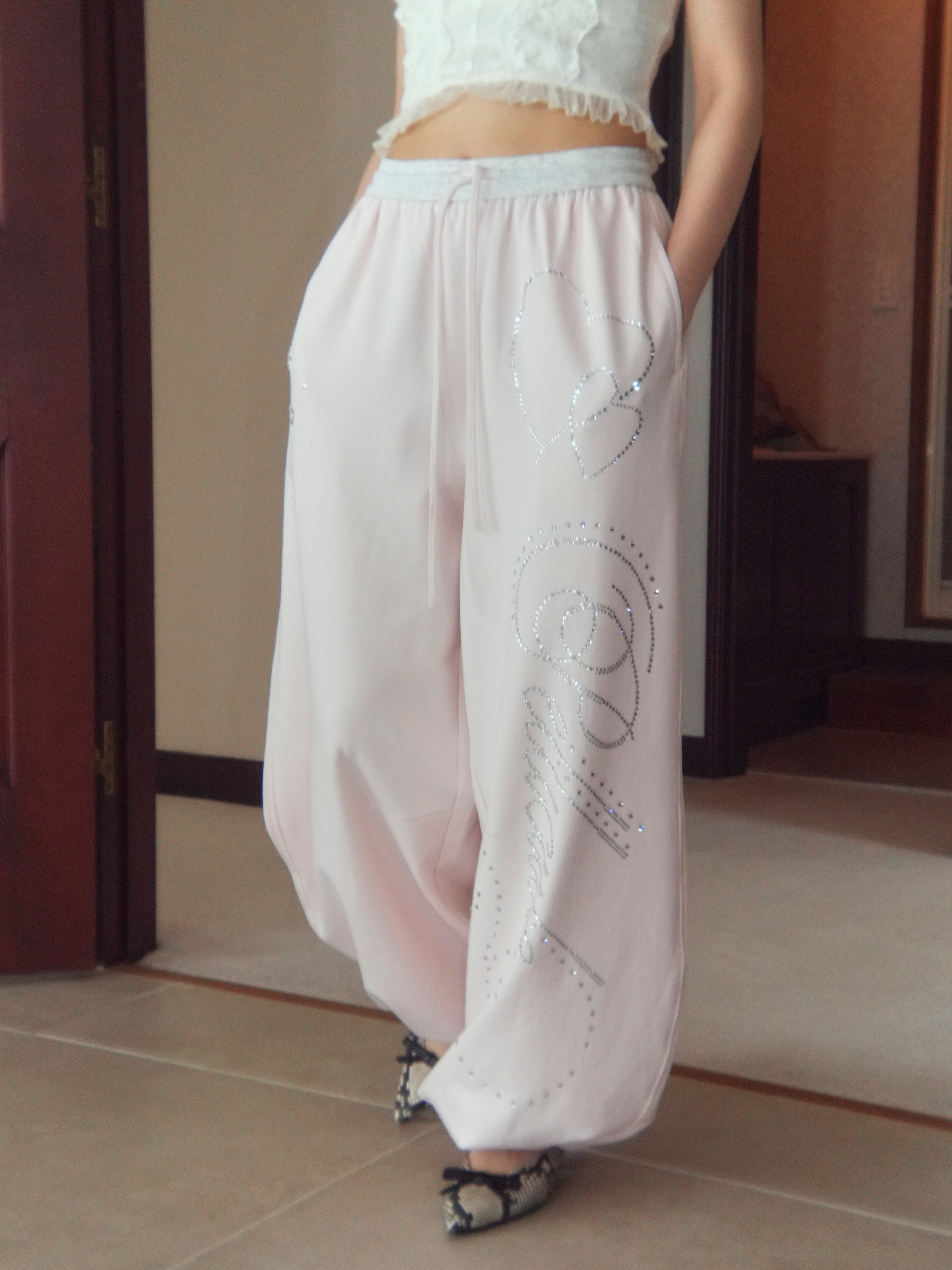 stone-deco sweat pants