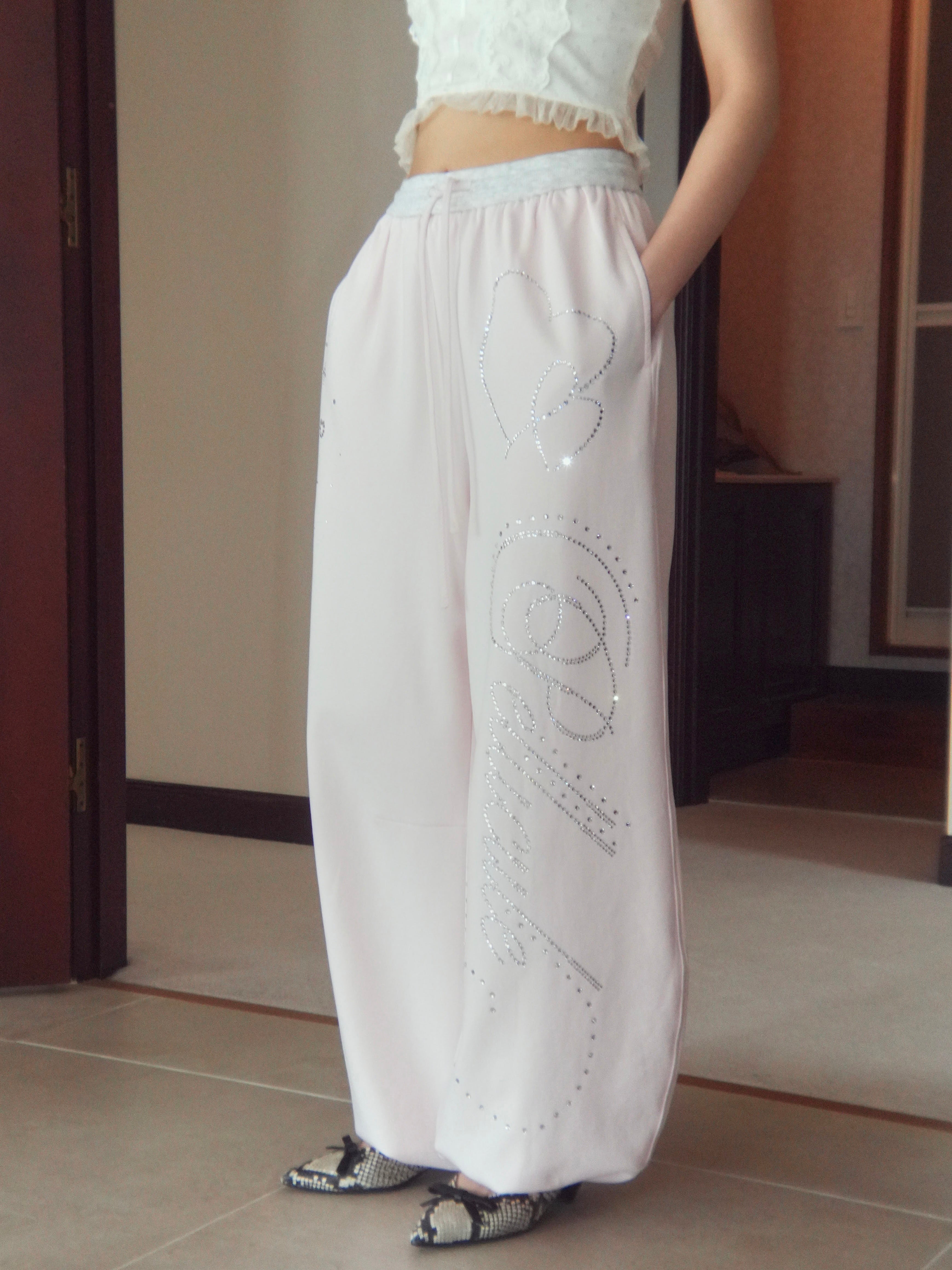 stone-deco sweat pants｜PELLICULE | ぺリキュール